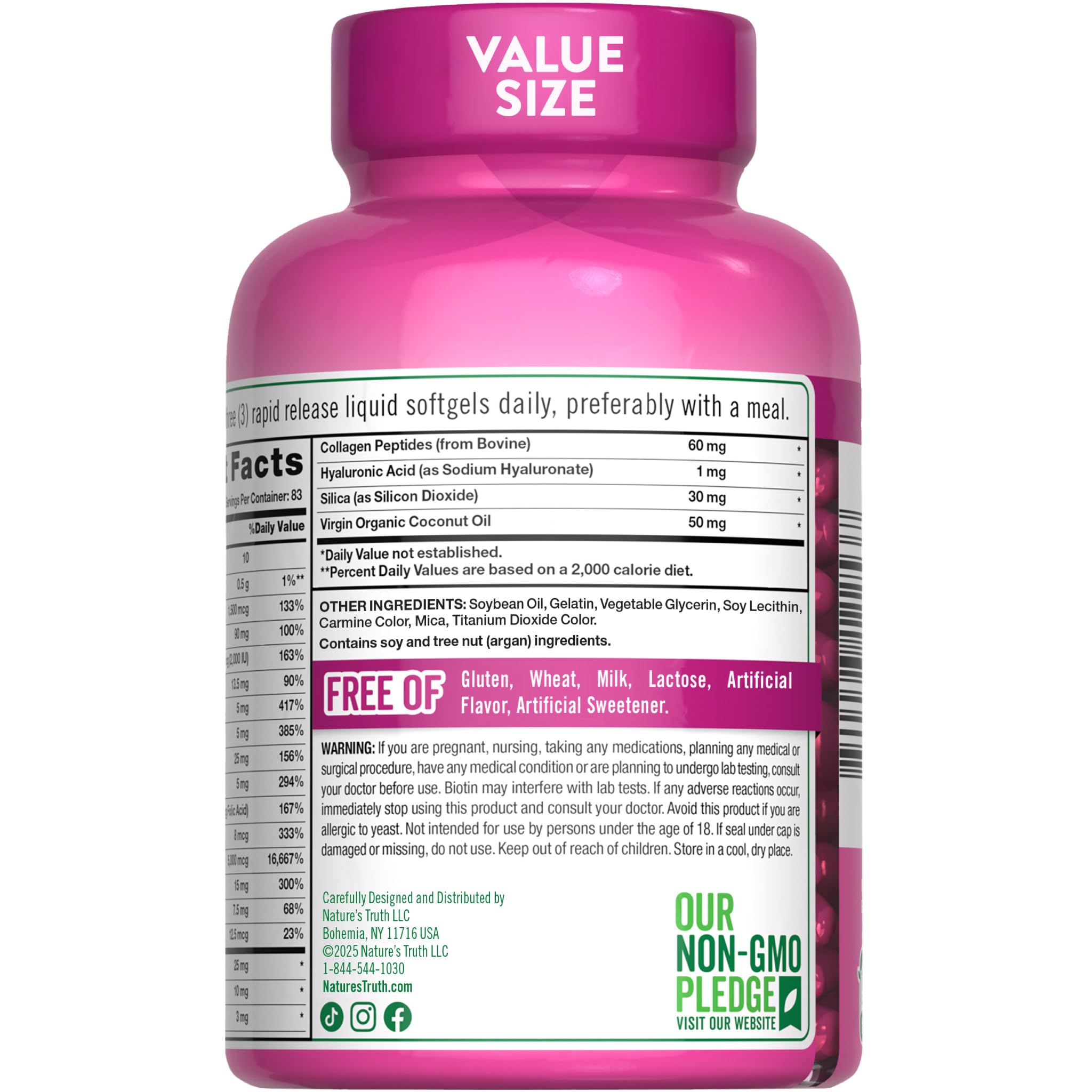 Nature's Truth botella de 250 softgels para rutina diaria