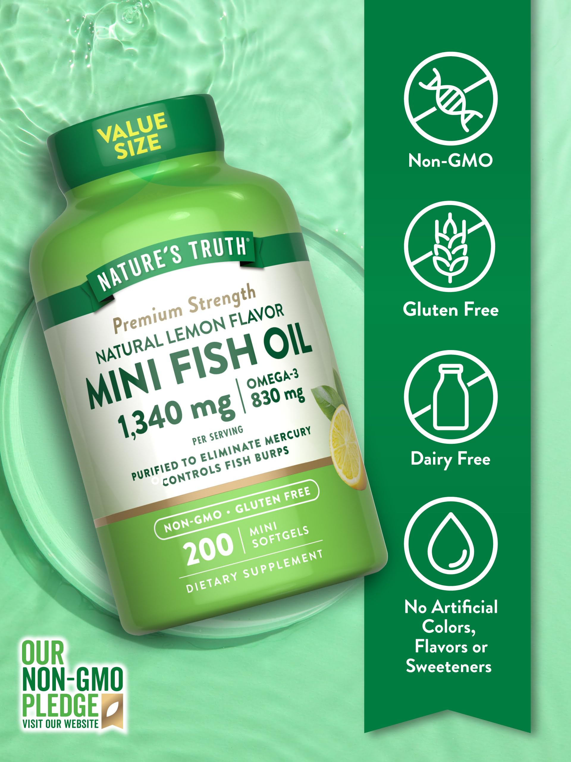 Nature's Truth botella de omega-3 limón, fácil consumo