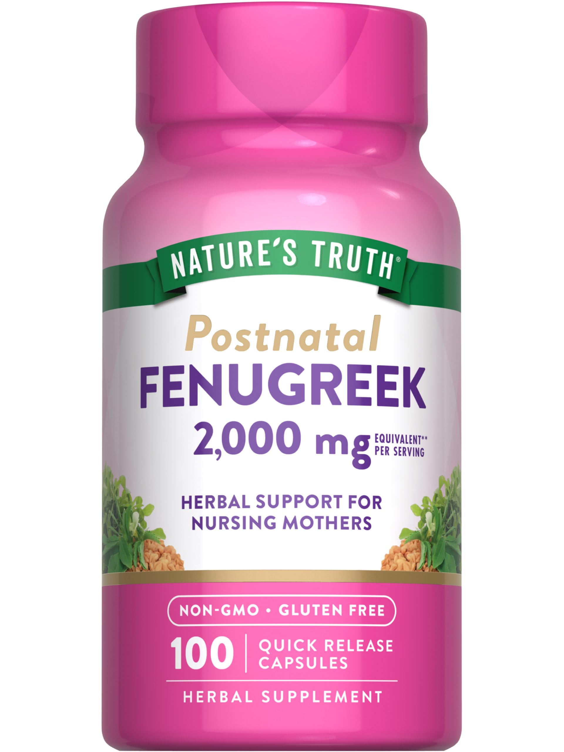Nature's Truth Cápsulas fenogreco para mujeres, útil en regímenes diarios de nutrición.