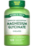 Nature's Truth: cápsulas de magnesio glicinato 200 mg, alto nivel de absorción para el uso diario.