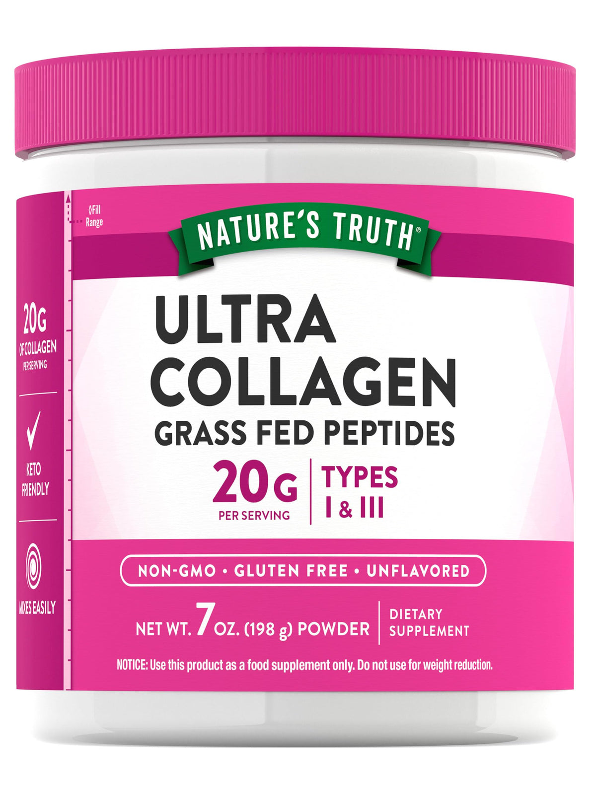 Nature's Truth colágeno en polvo, lata de 7 oz, fácil de incorporar