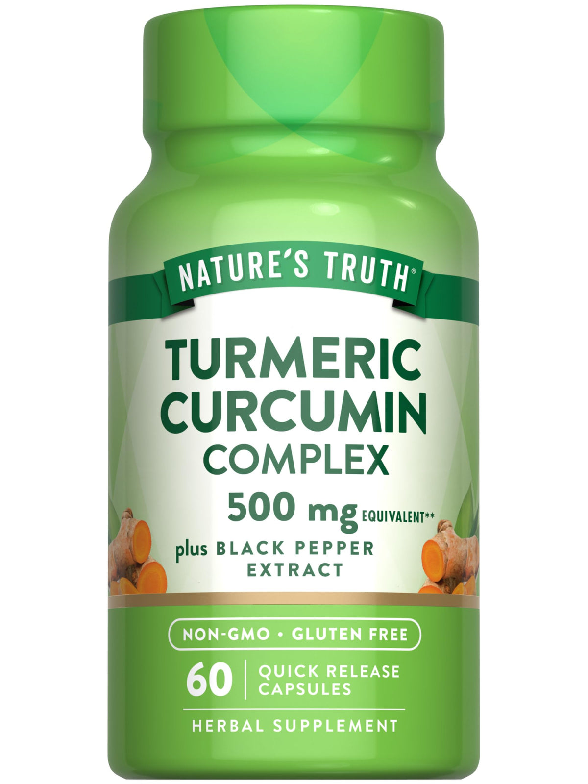 Nature's Truth Curcuma cápsulas frente: consumo diario cómodo y práctico.