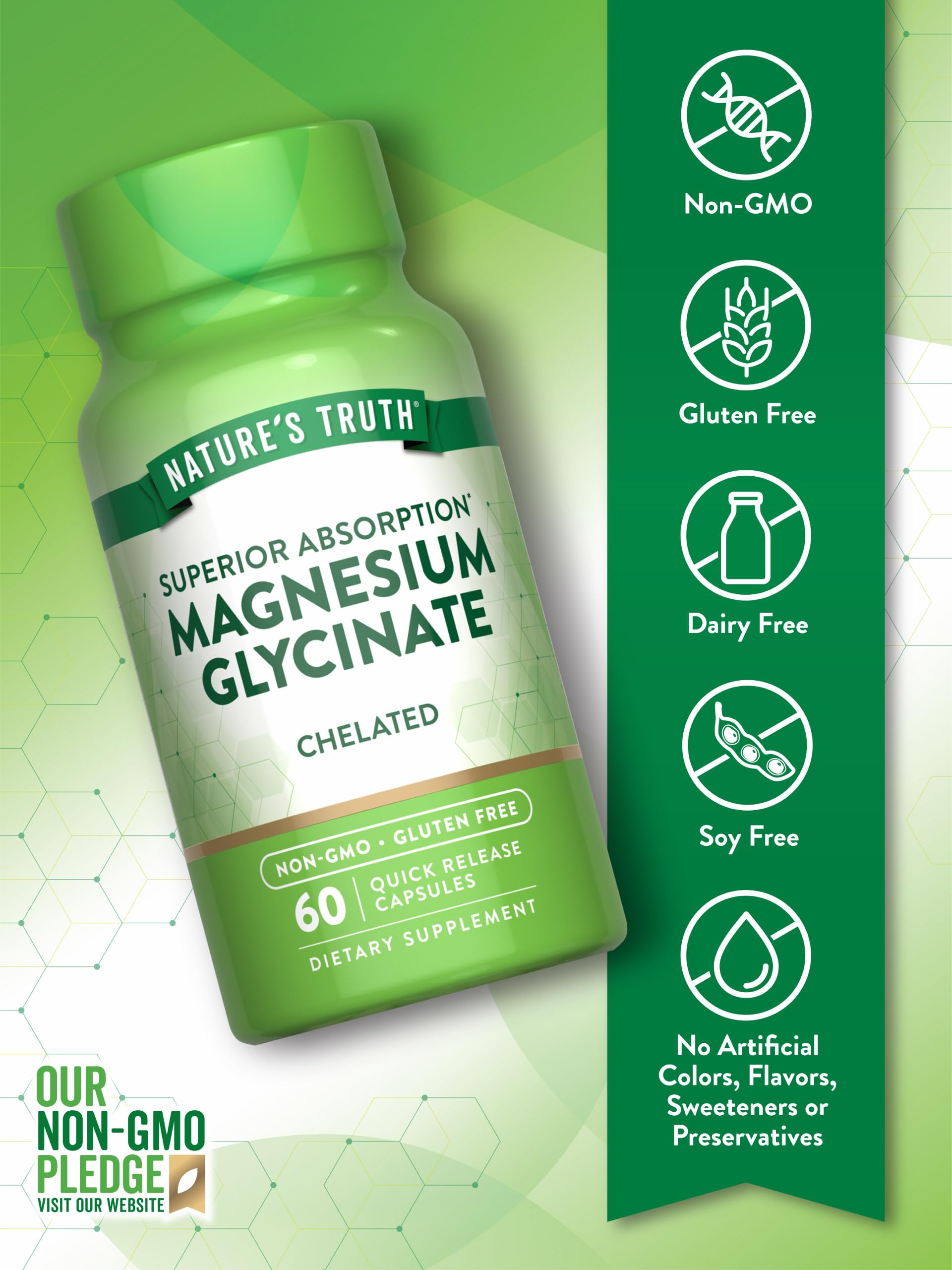 Nature's Truth empaque de 60 cápsulas de magnesio glicinato en caja