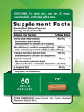 Nature's Truth Epimedium con Maca, primer plano de cápsulas y ingredientes naturales.