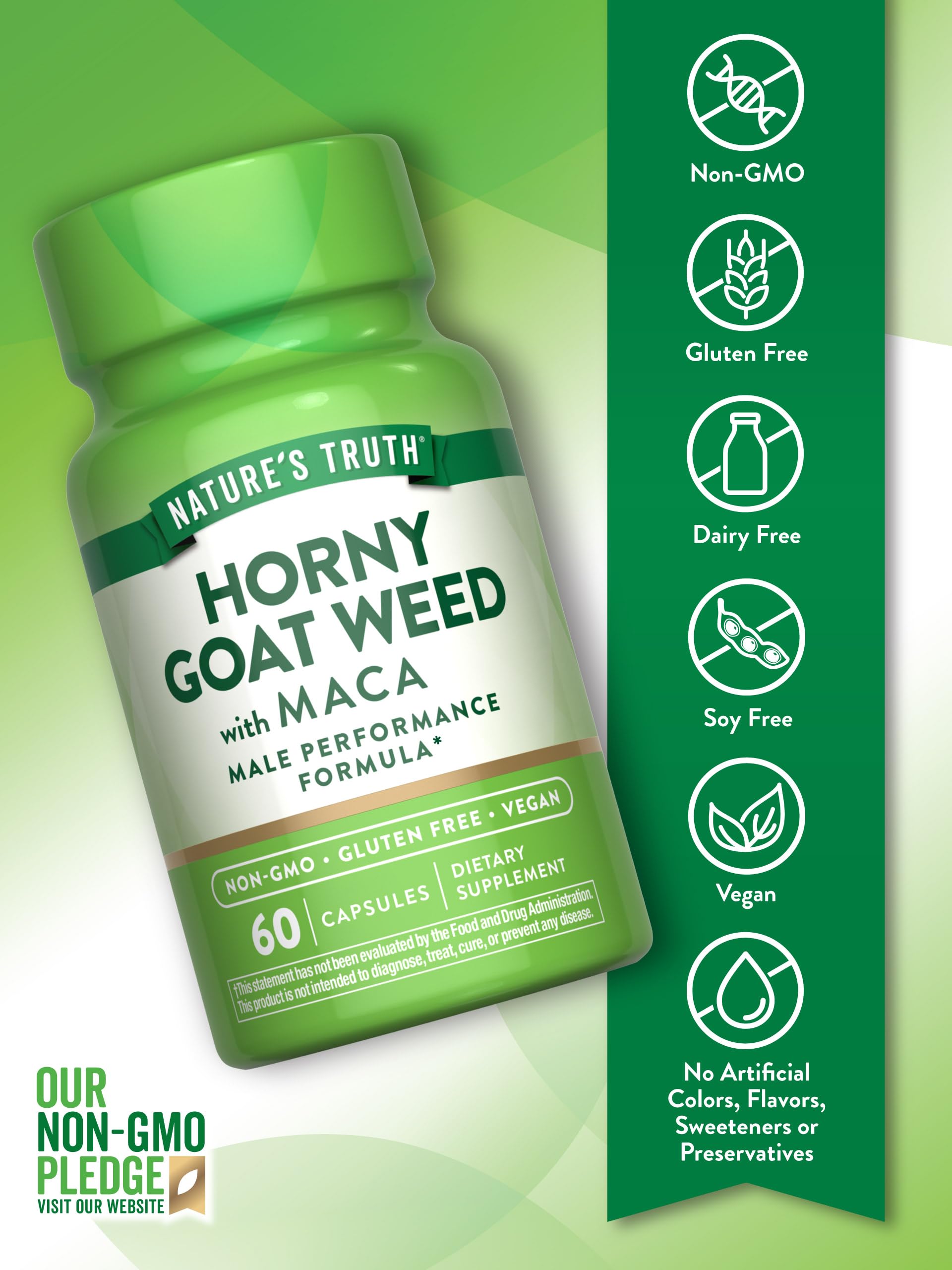 Nature's Truth Epimedium con Maca, etiqueta de ingredientes que destaca extractos vegetales.