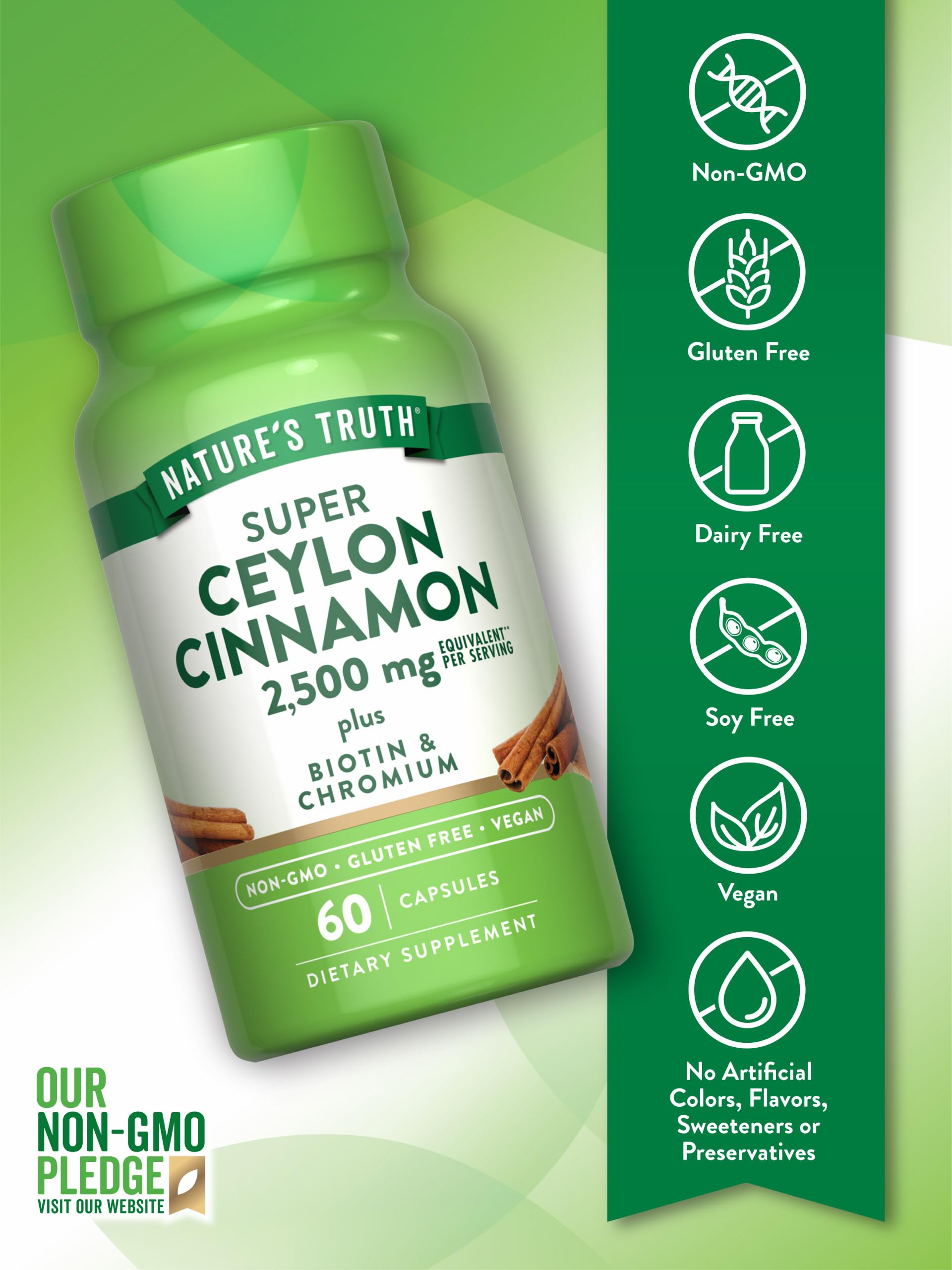 Nature's Truth etiqueta canela Ceilán muestra beneficios para el día a día