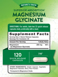 Etiqueta de Nature's Truth revela magnesio glicinato libre de gluten y sin OGM.