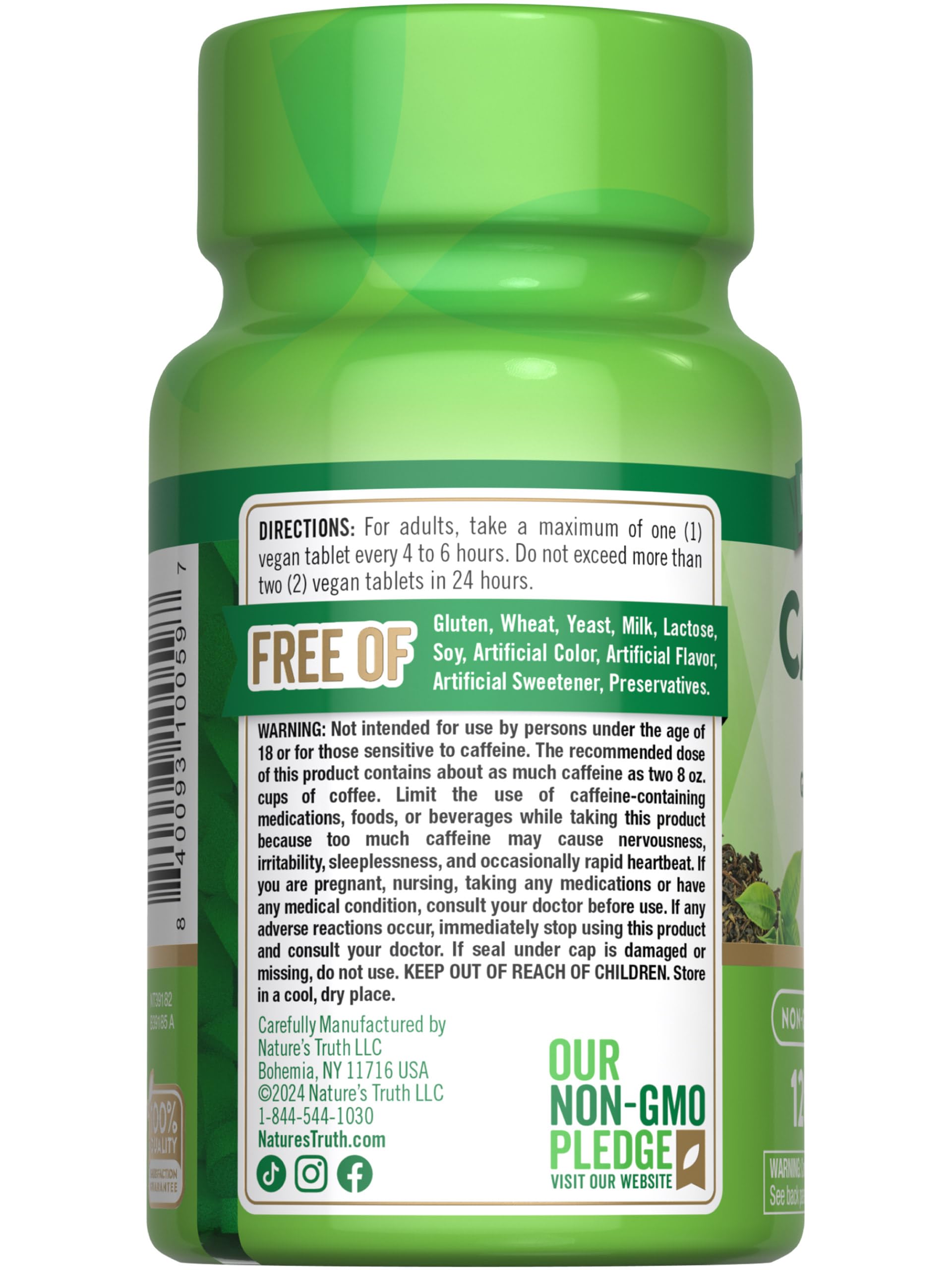 Nature's Truth etiqueta sin gluten y sin OGM