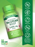 Nature's Truth caja del producto valeriana: presentación práctica en la mesita de noche.