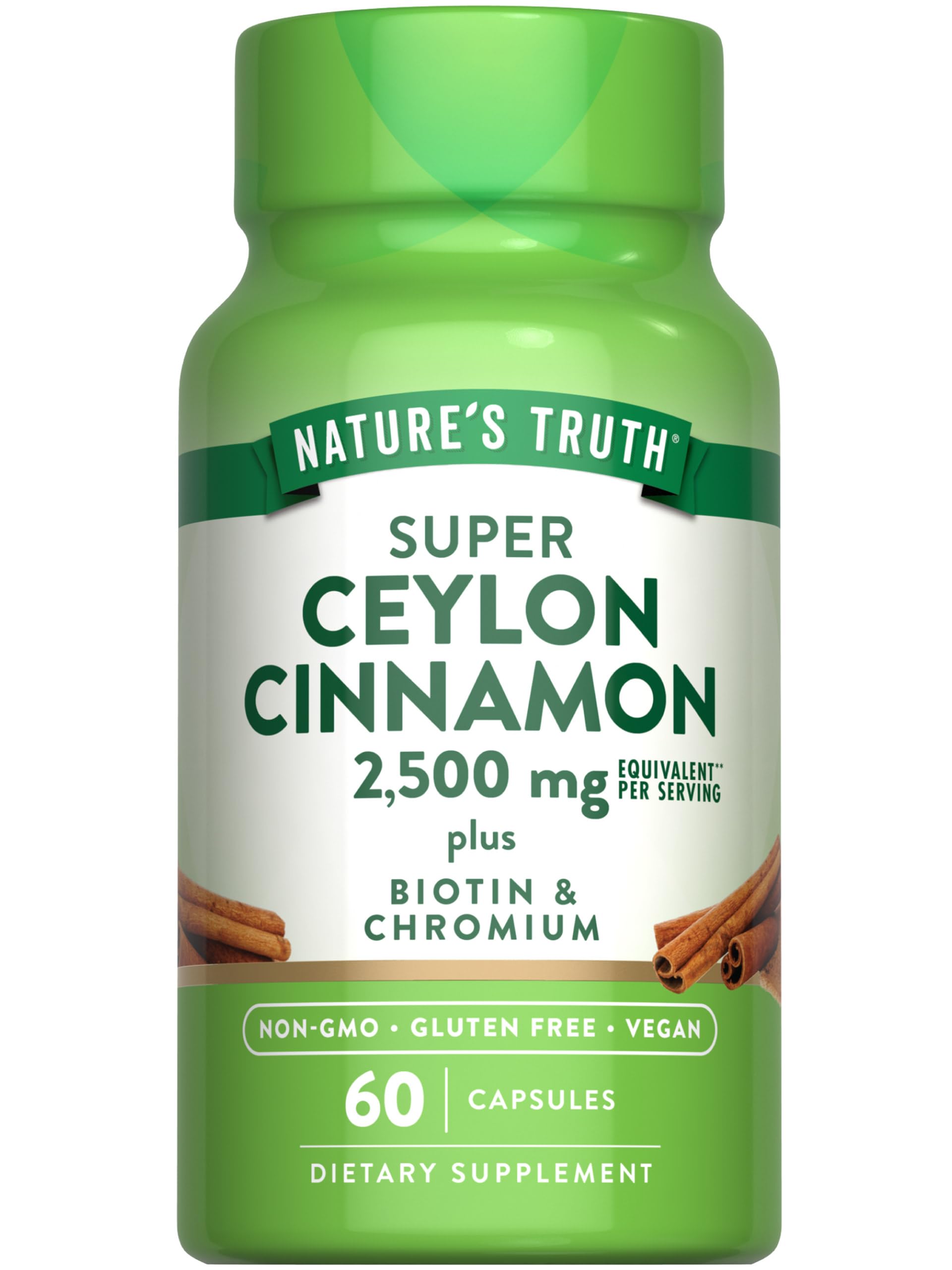 Nature's Truth frasco de cápsulas canela Ceilán para uso diario