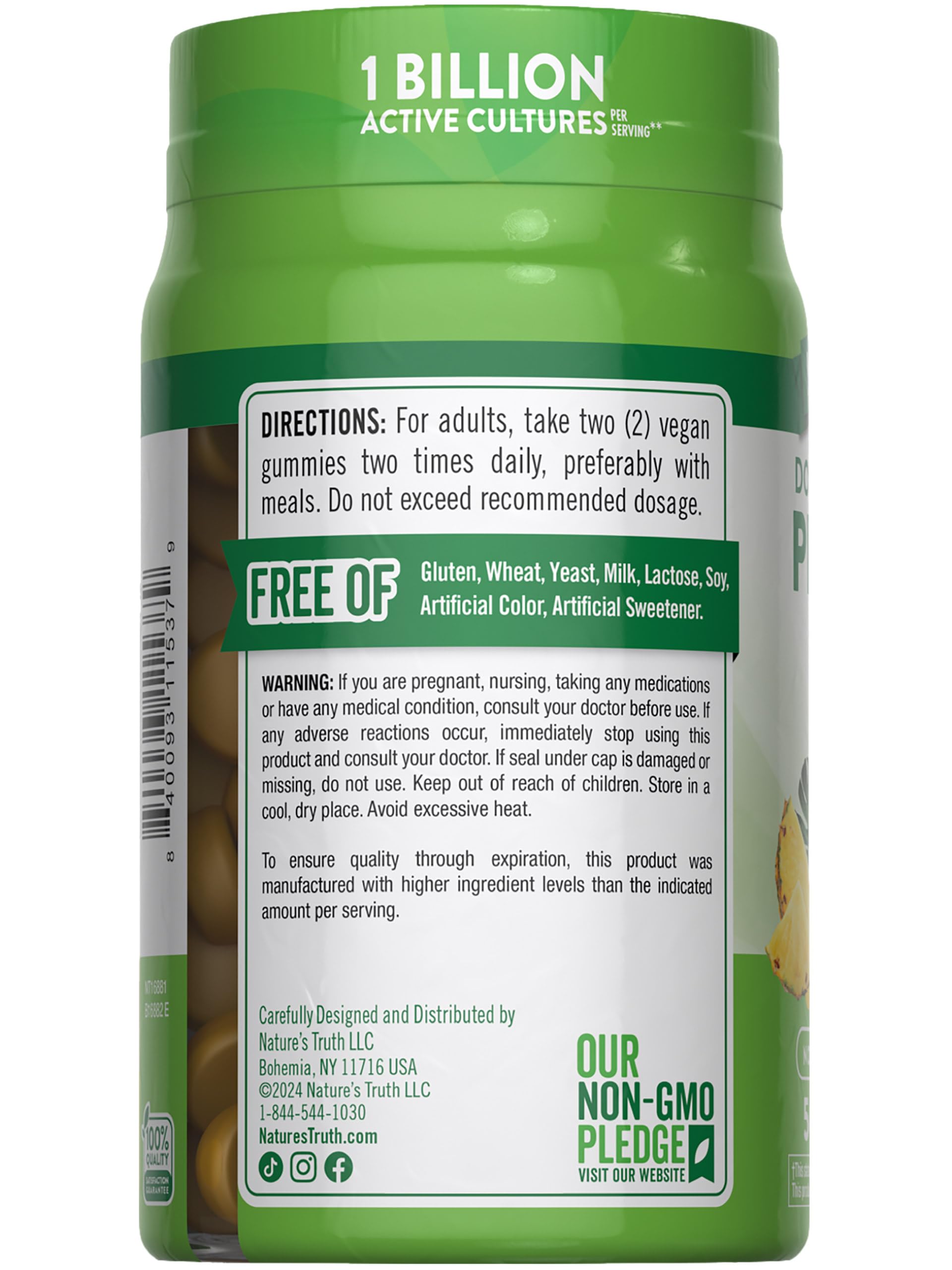 Nature's Truth gominolas probióticas, toma rápida para uso diario.