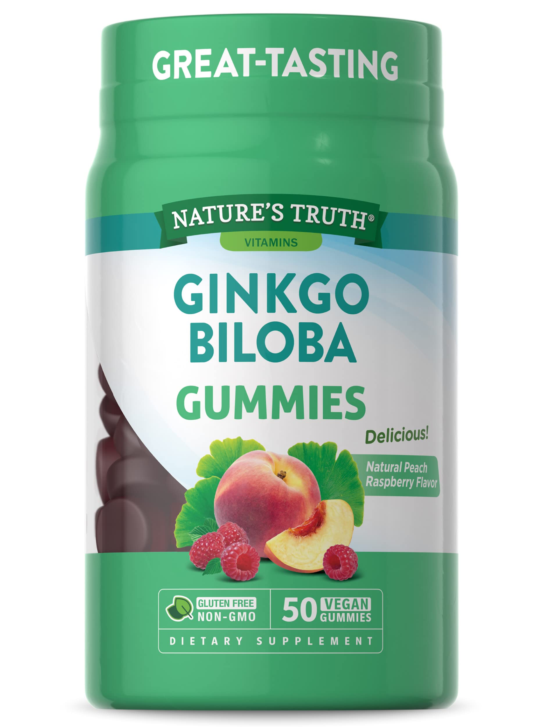 Nature's Truth gomitas ginkgo biloba sabor durazno-frambuesa ideal para un snack diario.