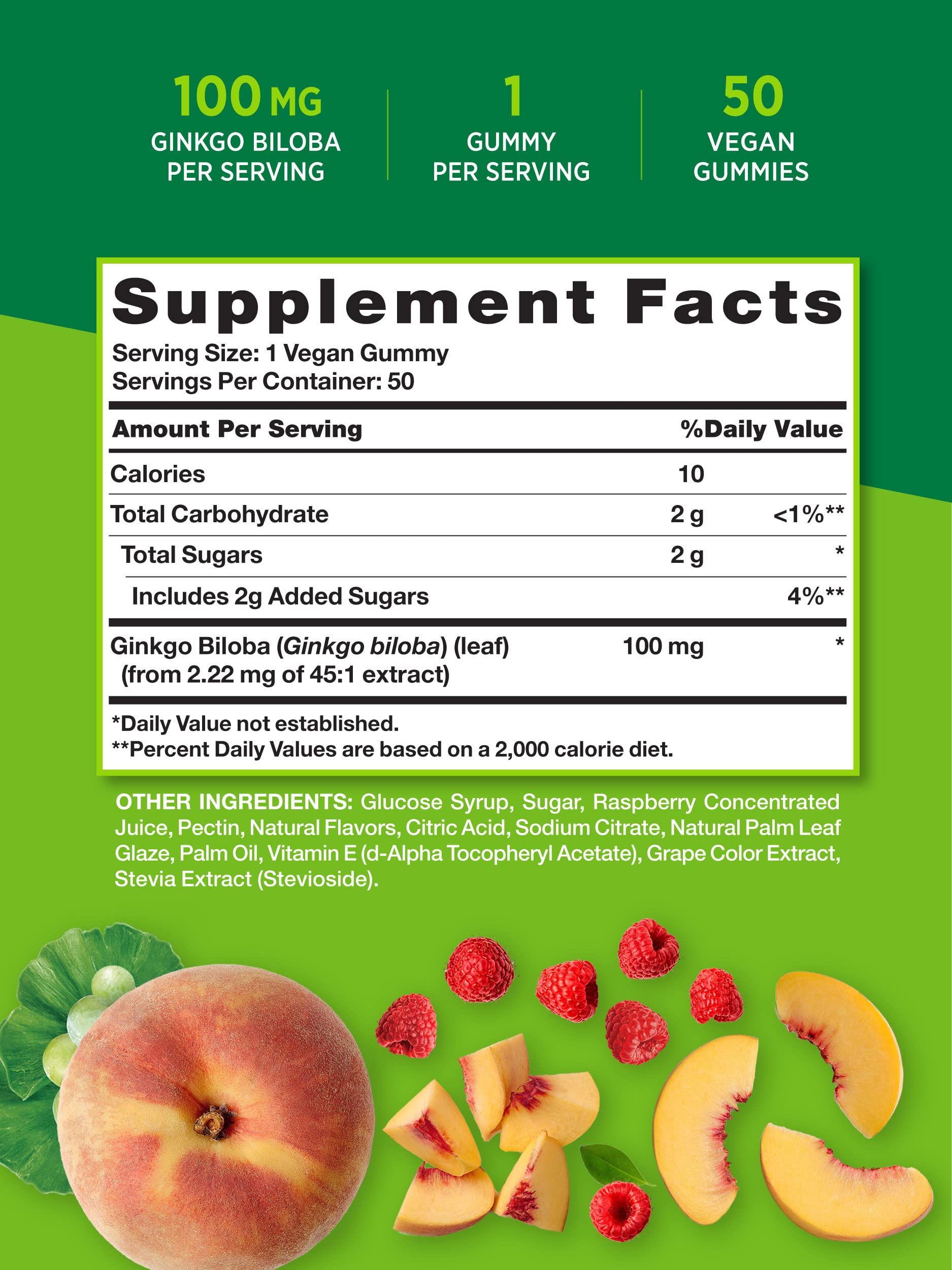 Nature's Truth gomitas ginkgo biloba textura suave, fáciles de tomar como snack vespertino.