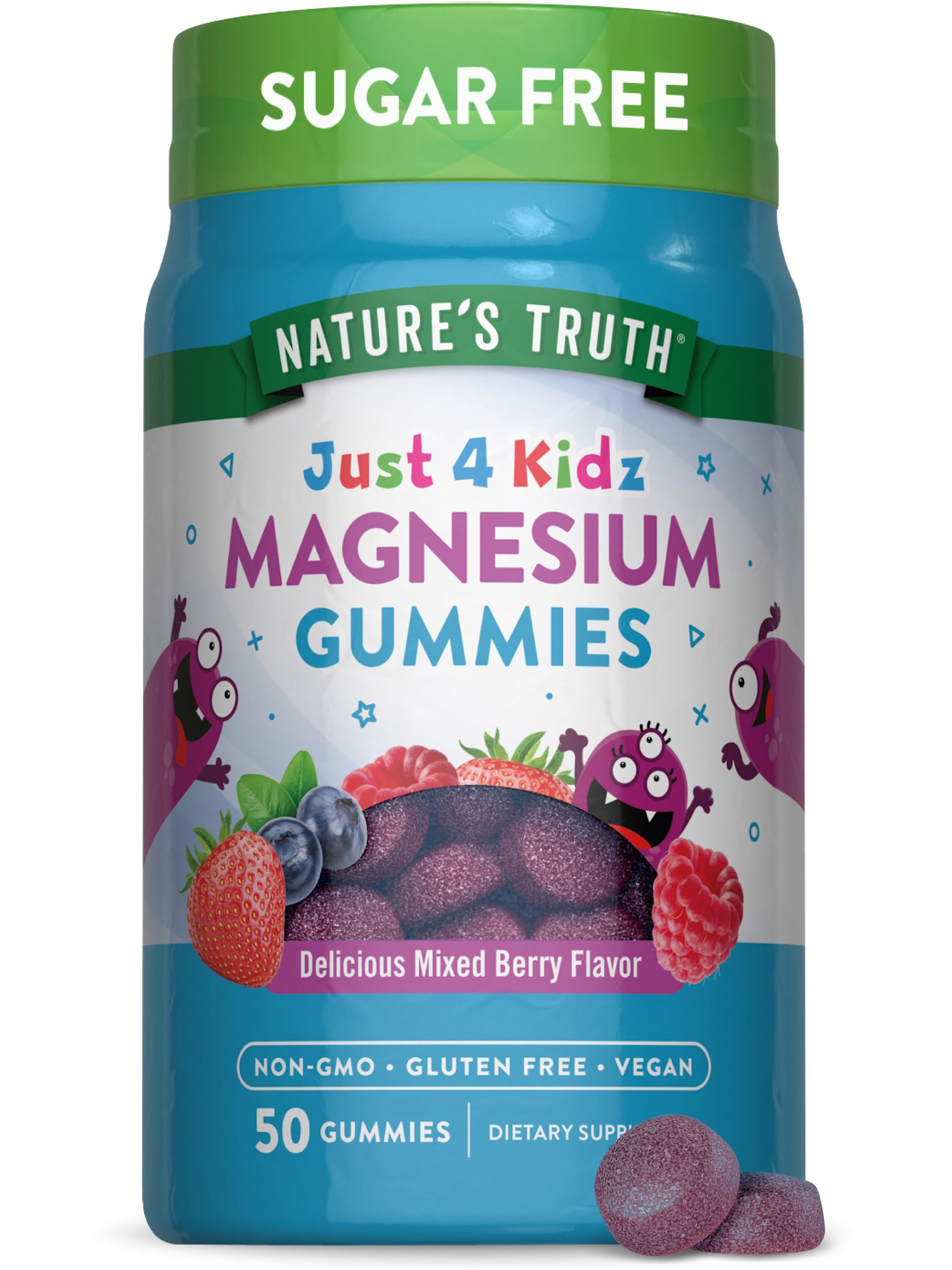 Nature's Truth gomitas magnesio para niños en botella, opción conveniente para la dosis diaria.