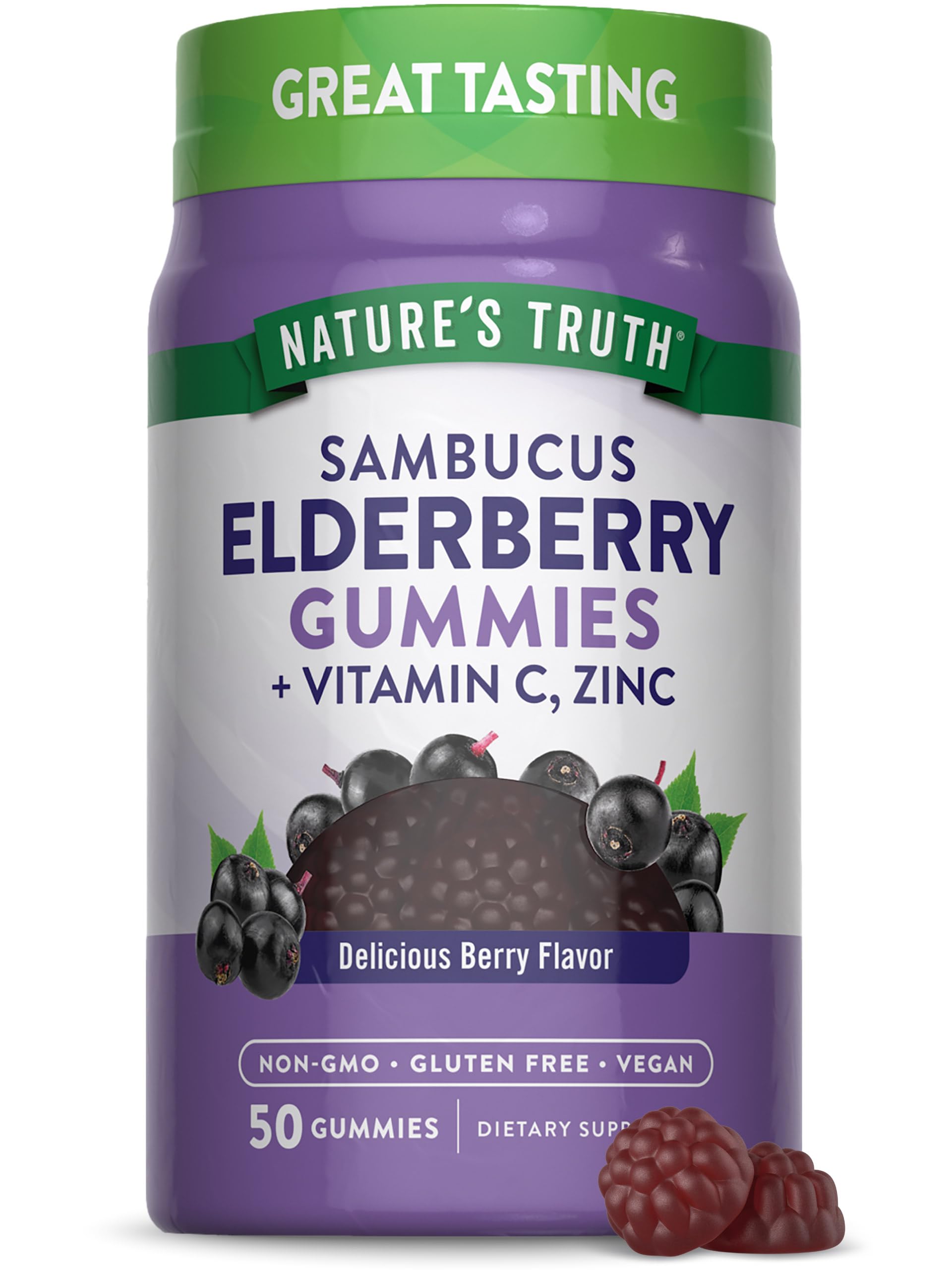 Nature's Truth gomitas de sauco negro sabor fruta, posible impulso diario de bienestar.