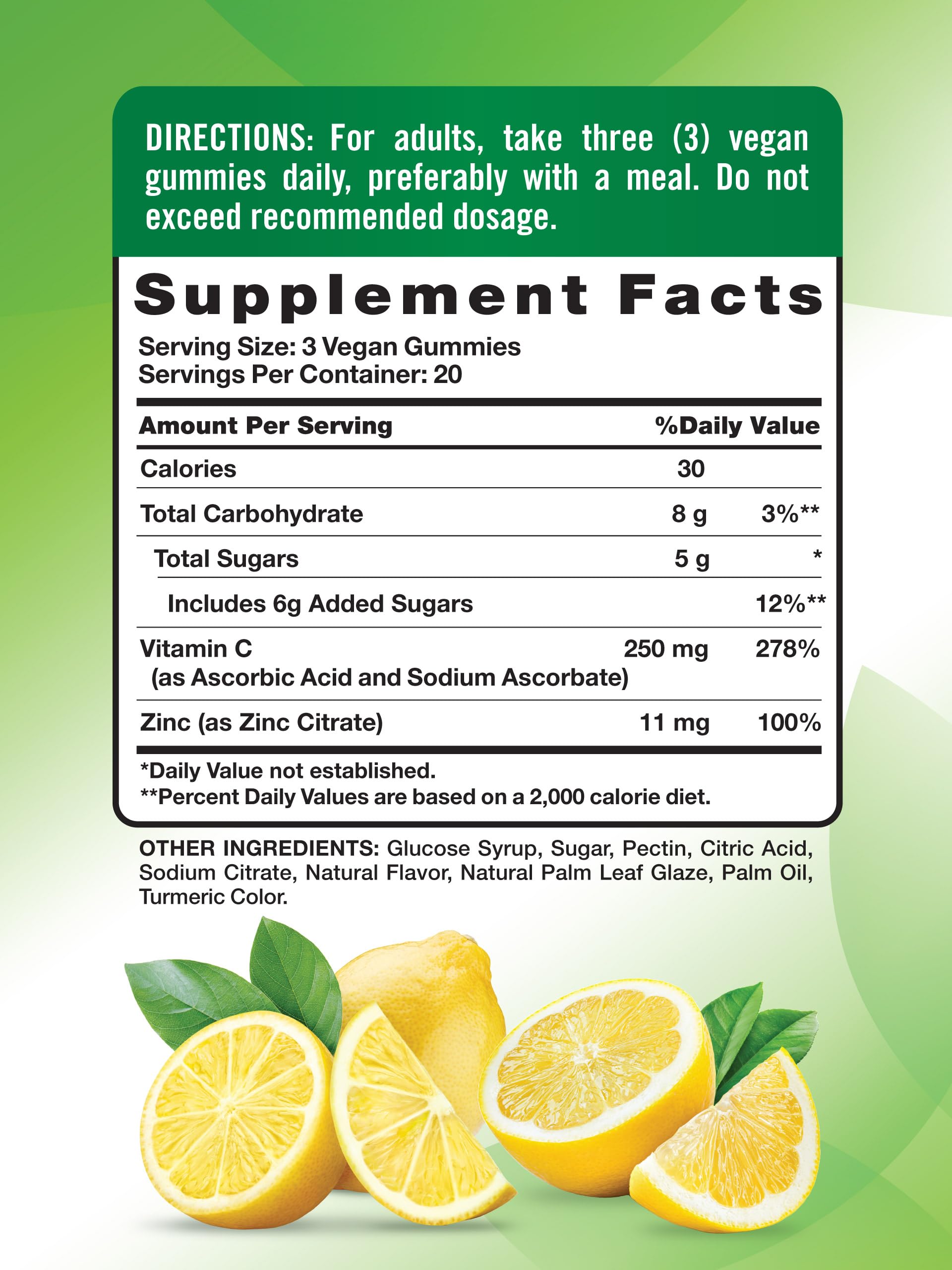 Nature's Truth gomitas veganas, vitamina C y zinc, sabor cítrico
