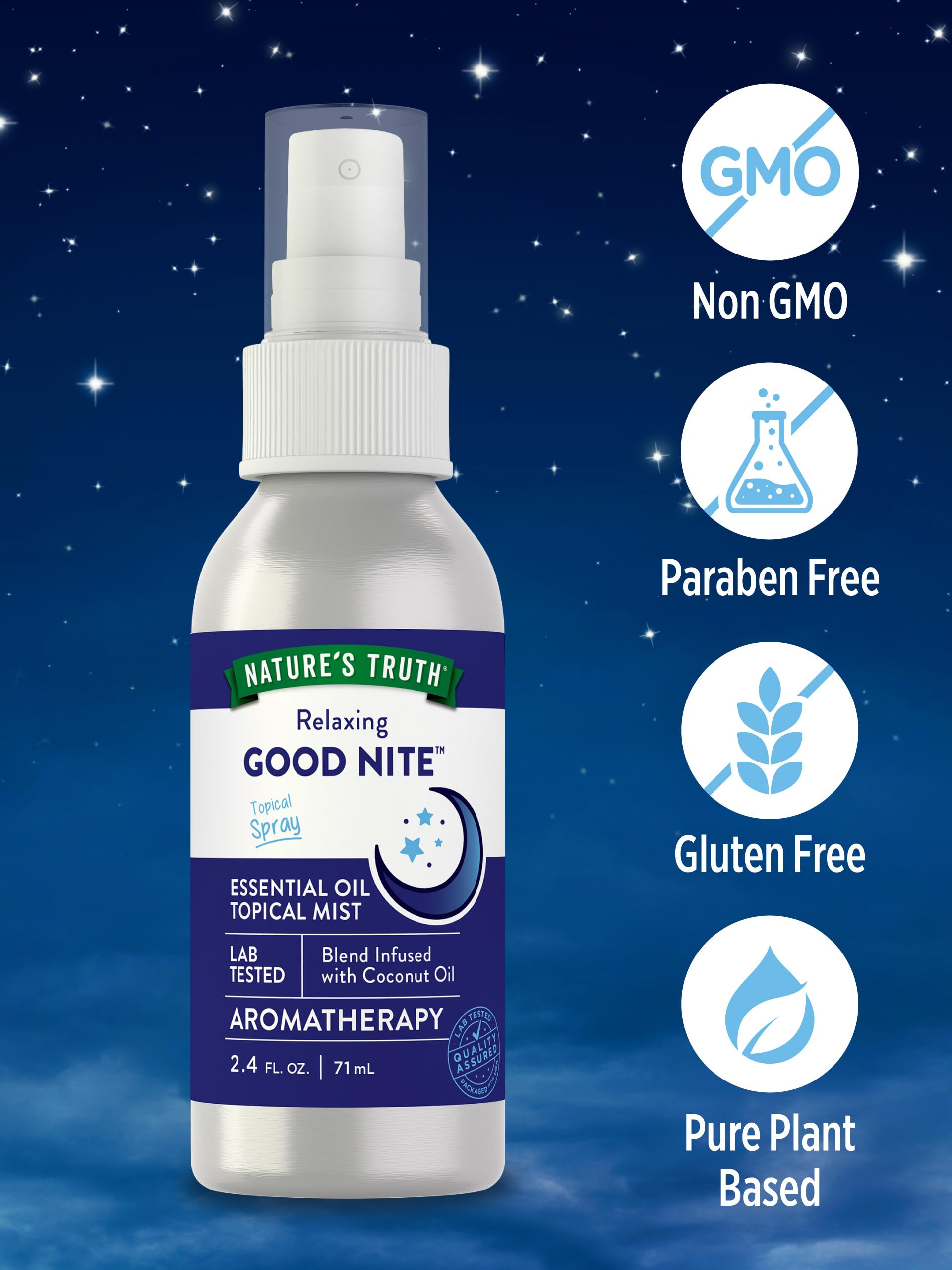 Nature's Truth Good Nite Mist, textura coco y agua para uso directo