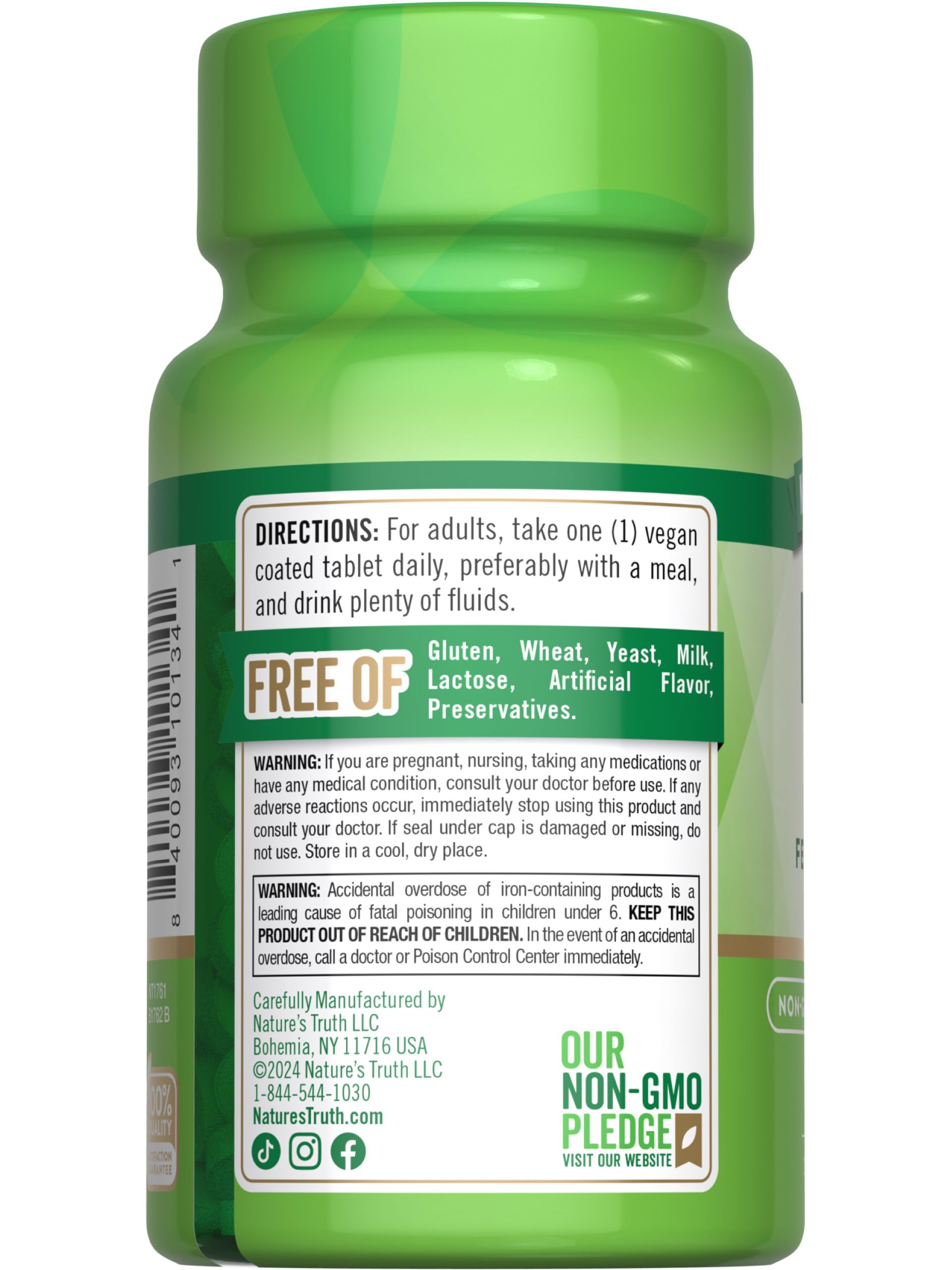 Nature's Truth Hierro: bienestar general gracias a tabletas libres de gluten.