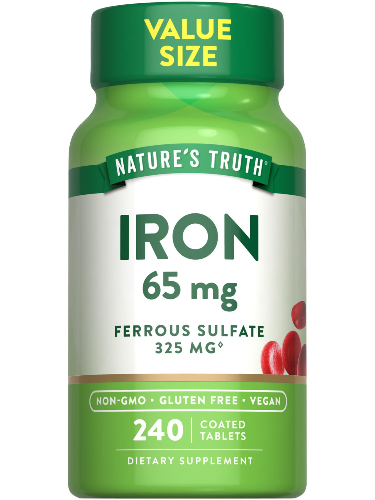Nature's Truth Hierro: botella de 65 mg para aporte diario de hierro