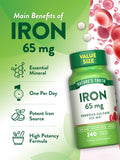 Nature's Truth Hierro: etiqueta vegana, libre de gluten