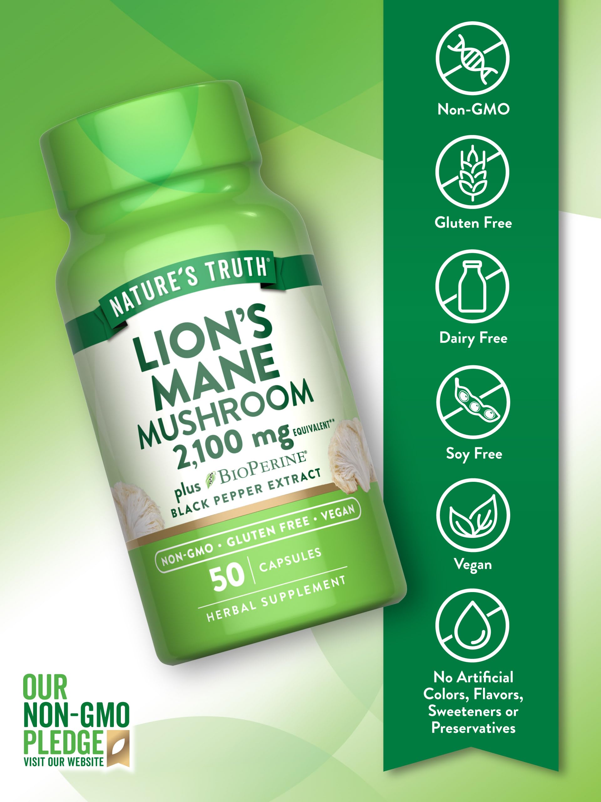 Nature's Truth Lions Mane cápsulas en envase práctico para dosis