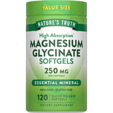 Nature's Truth Magnesio glicinato 250 mg, botella frontal, opción práctica para la rutina diaria.