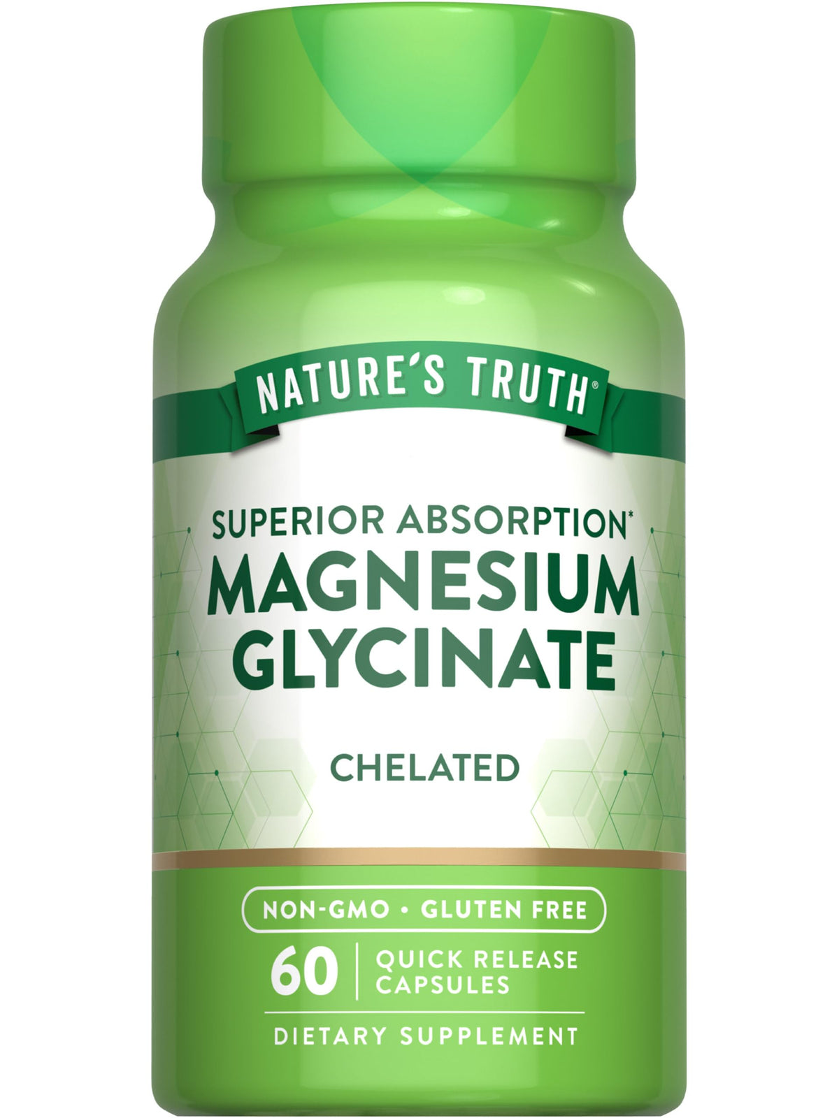 Nature's Truth magnesio glicinato cápsulas de 200 mg, alta absorción para uso diario
