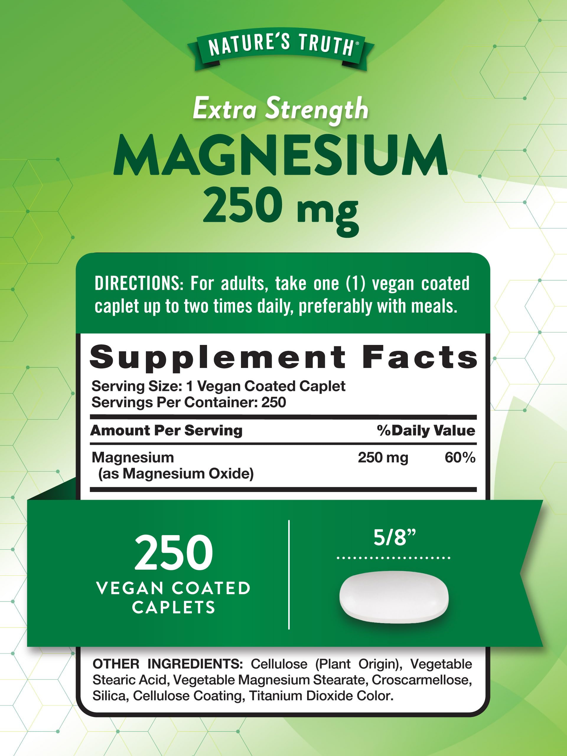 Nature's Truth Magnesio cápsulas veganas, recubiertas para deglución suave
