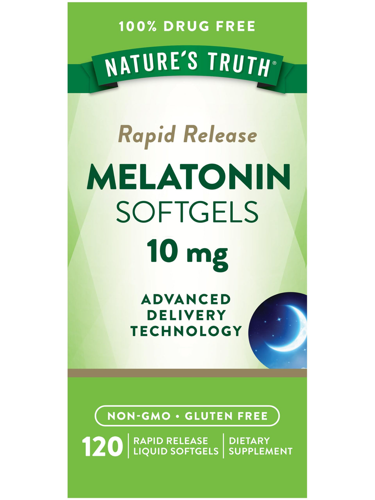 Nature's Truth Melatonina 10 mg, botella de liberación rápida para la rutina nocturna.
