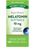 Nature's Truth Melatonina 10 mg, botella de liberación rápida para la rutina nocturna.