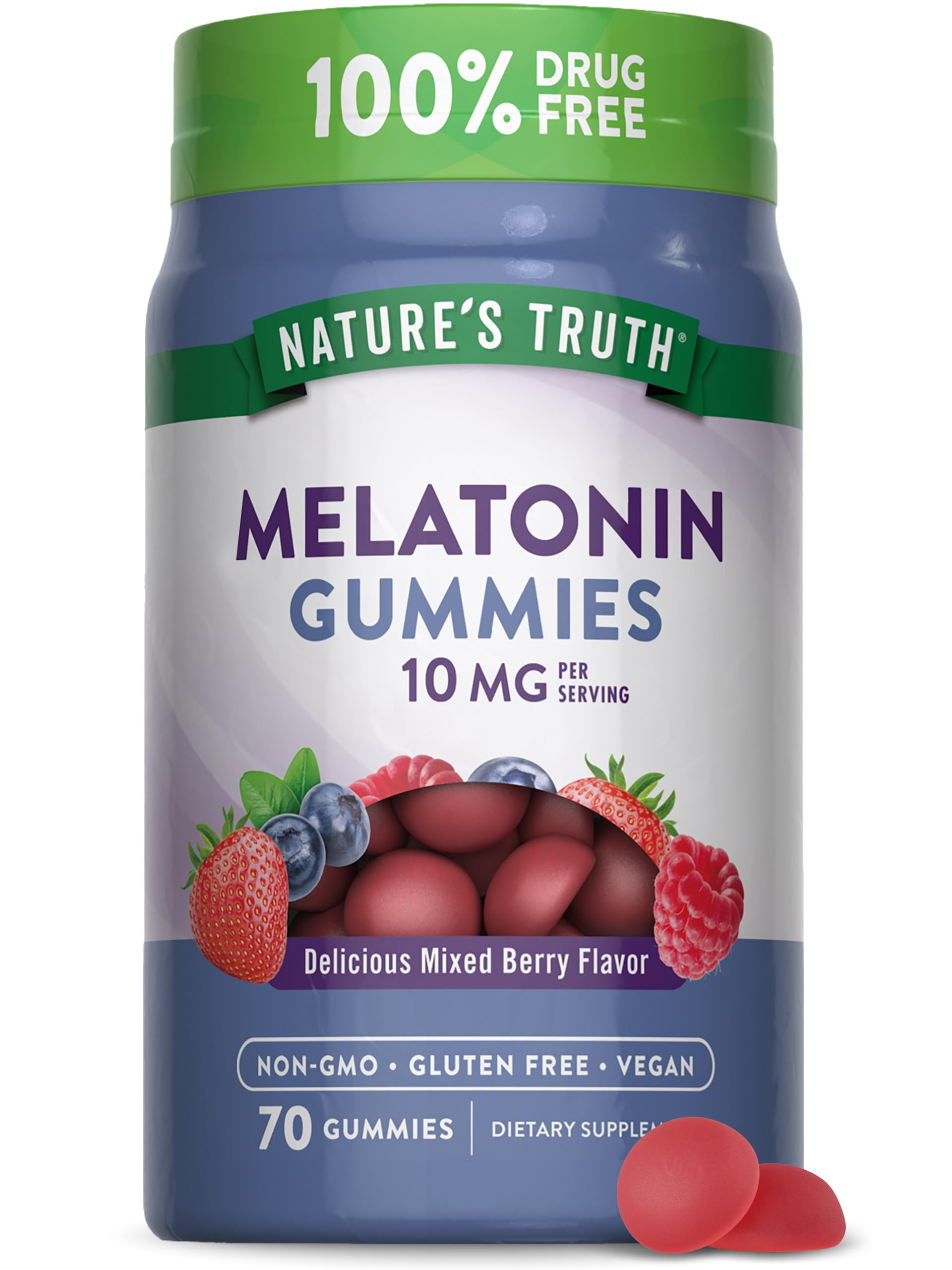 Nature's Truth Melatonina gomitas 10 mg en frasco para apoyar la rutina nocturna
