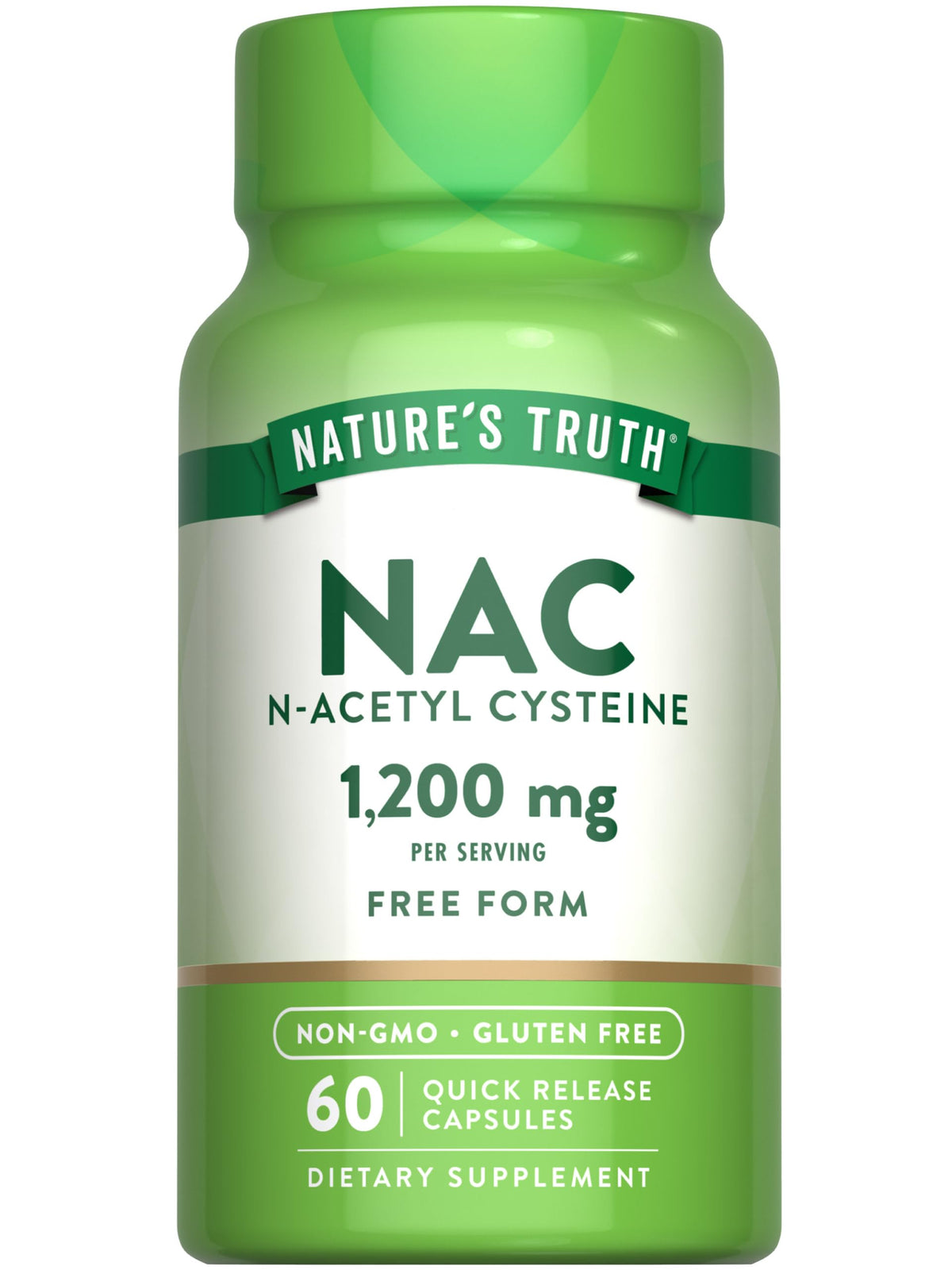Nature's Truth NAC cápsulas 1200 mg para apoyo diario de bienestar.