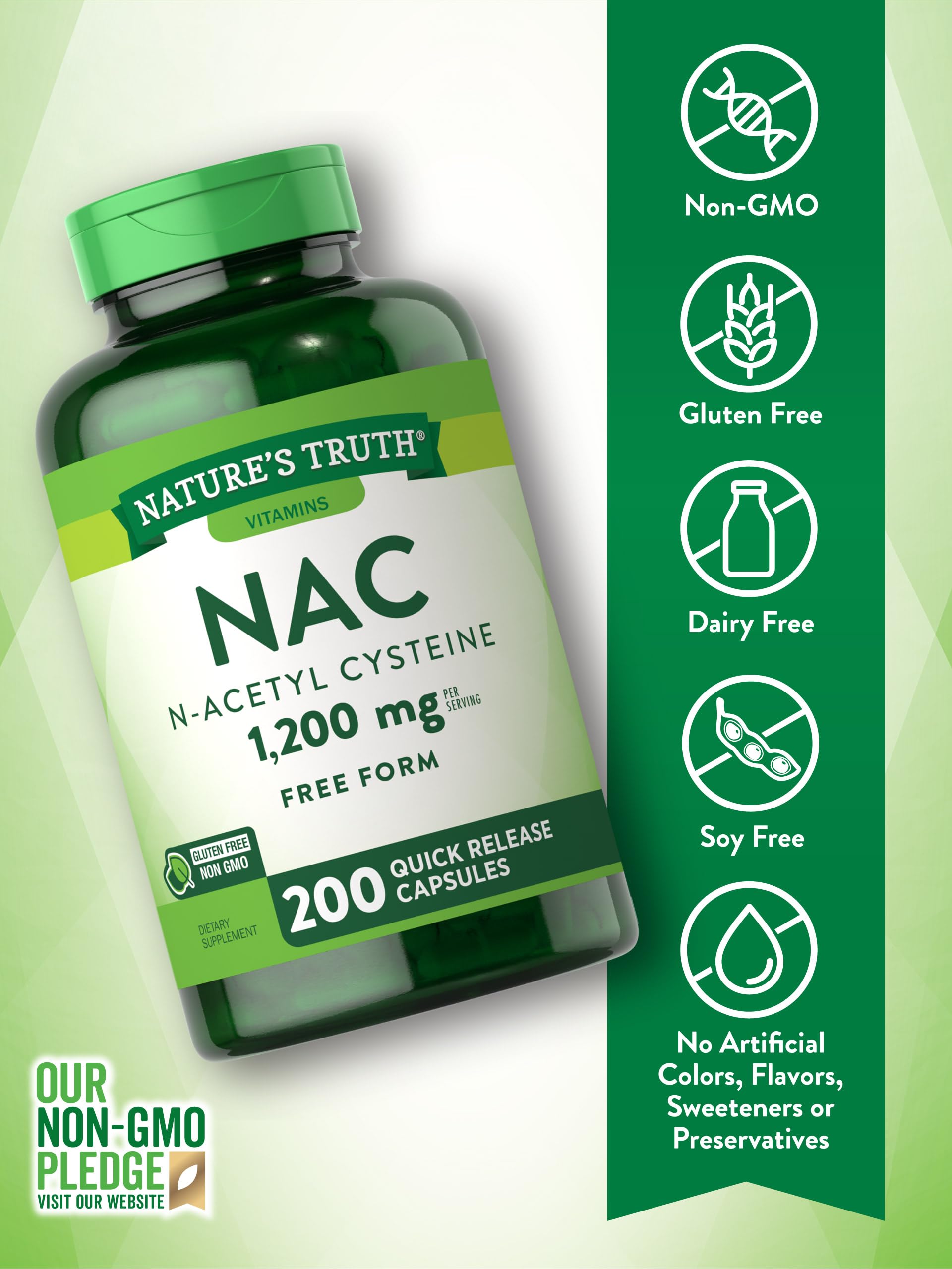Nature's Truth NAC cápsulas 200 cápsulas: envase práctico para mes a mes.