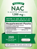 Nature's Truth NAC cápsulas etiqueta: etiqueta clara con información de calidad.