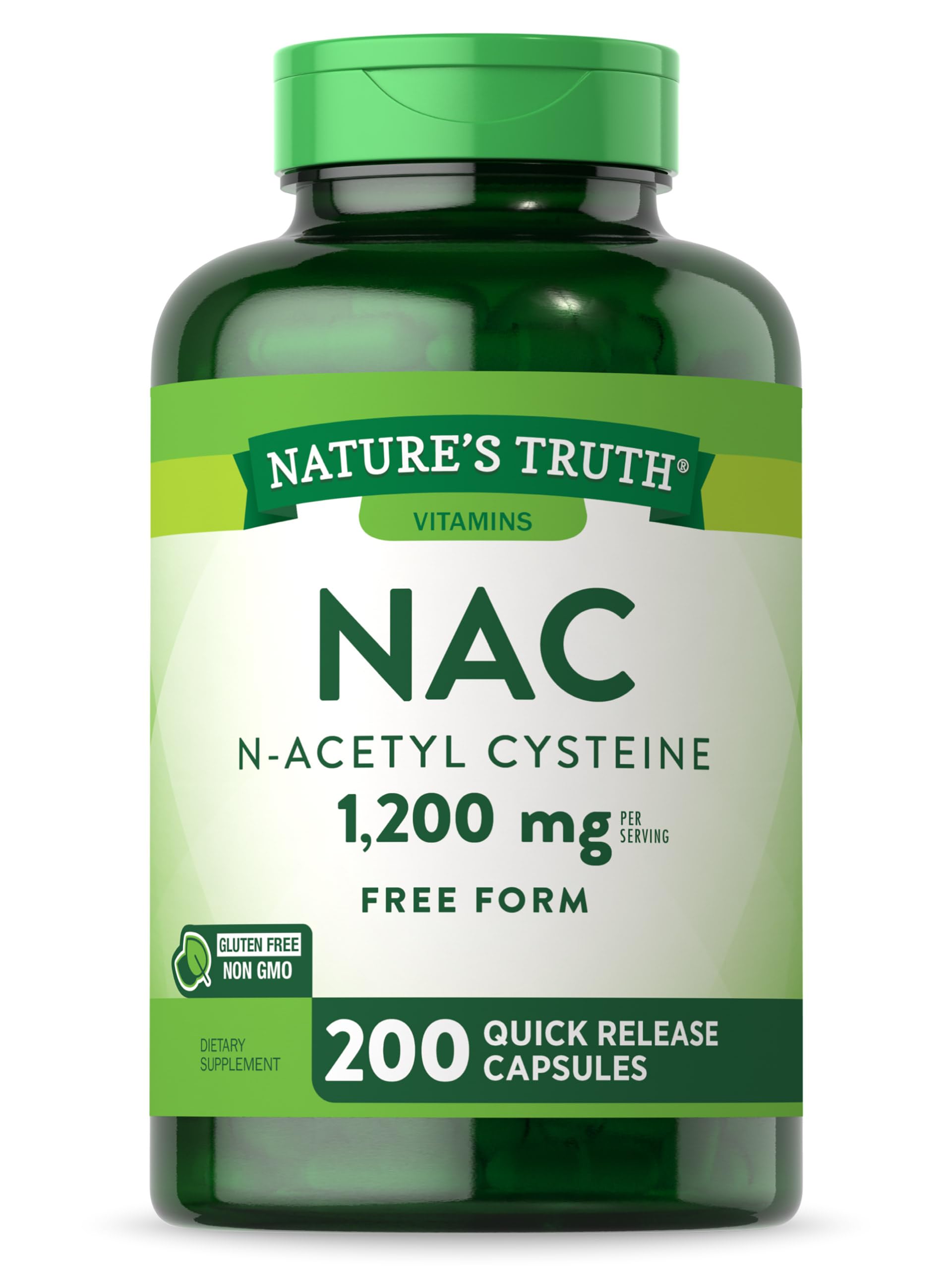 Nature's Truth NAC cápsulas frasco: frasco visible para uso diario.
