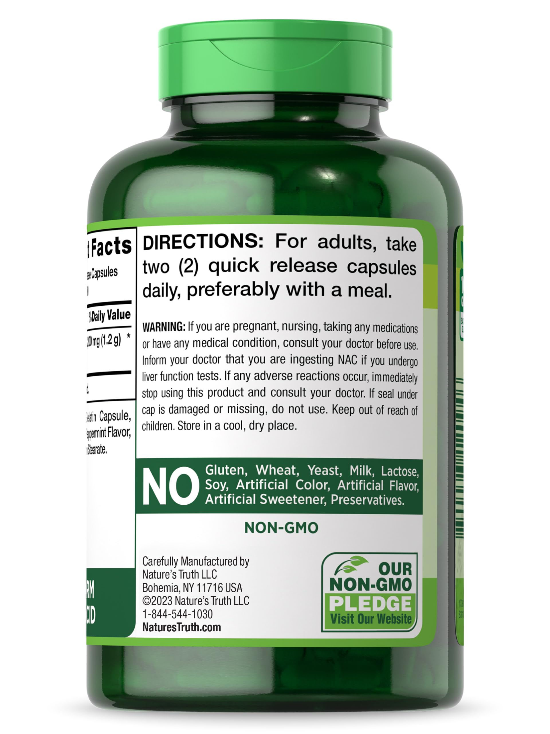 Nature's Truth NAC cápsulas sin gluten: opción sin gluten para la dieta.
