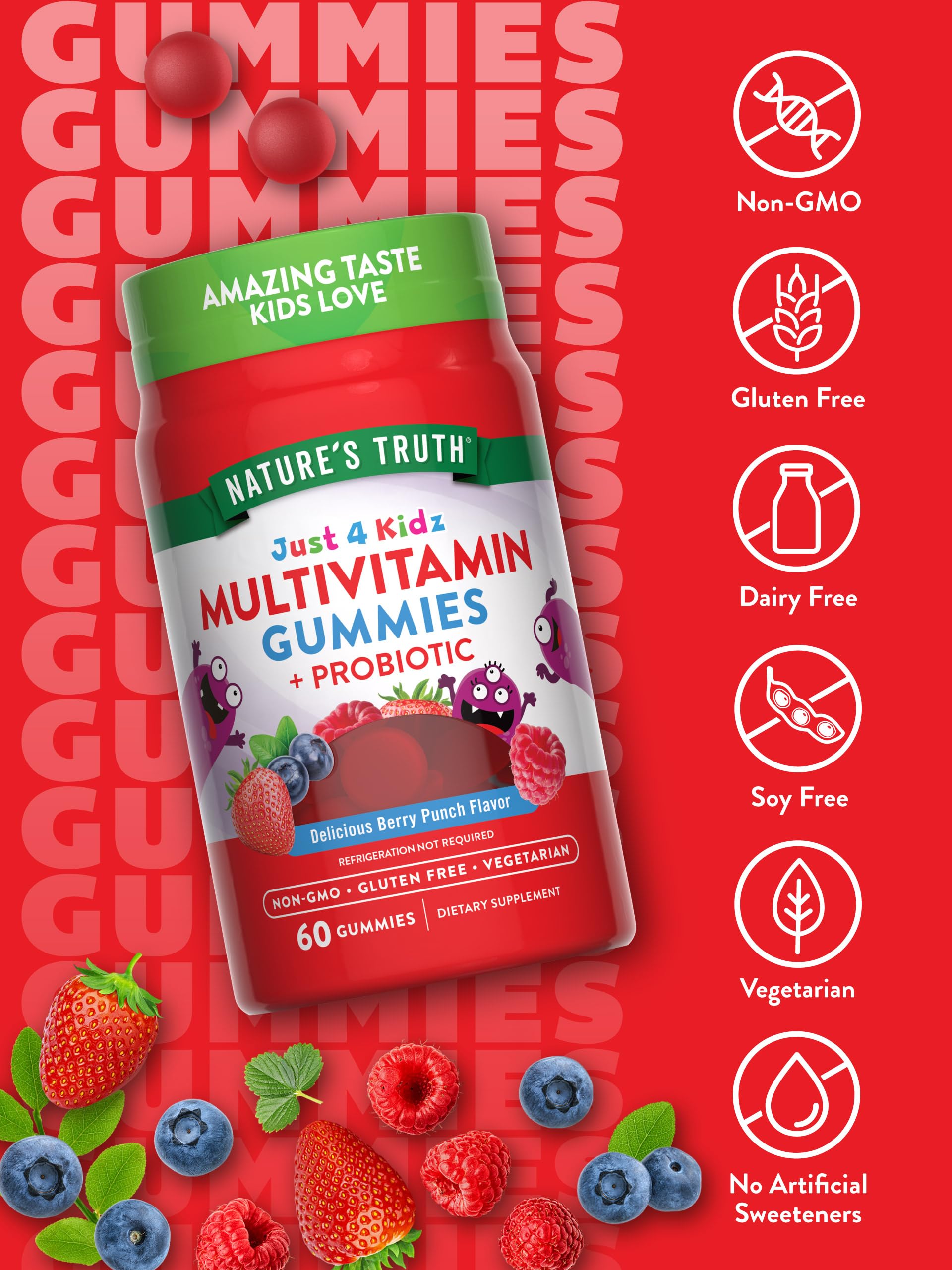Gominolas vegetarianas Nature's Truth para niños, opción sin gluten y sin alérgenos