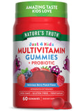 Nature's Truth Kids Multivitamin Gummies con probióticos en botella, apoyo diario para el crecimiento sano