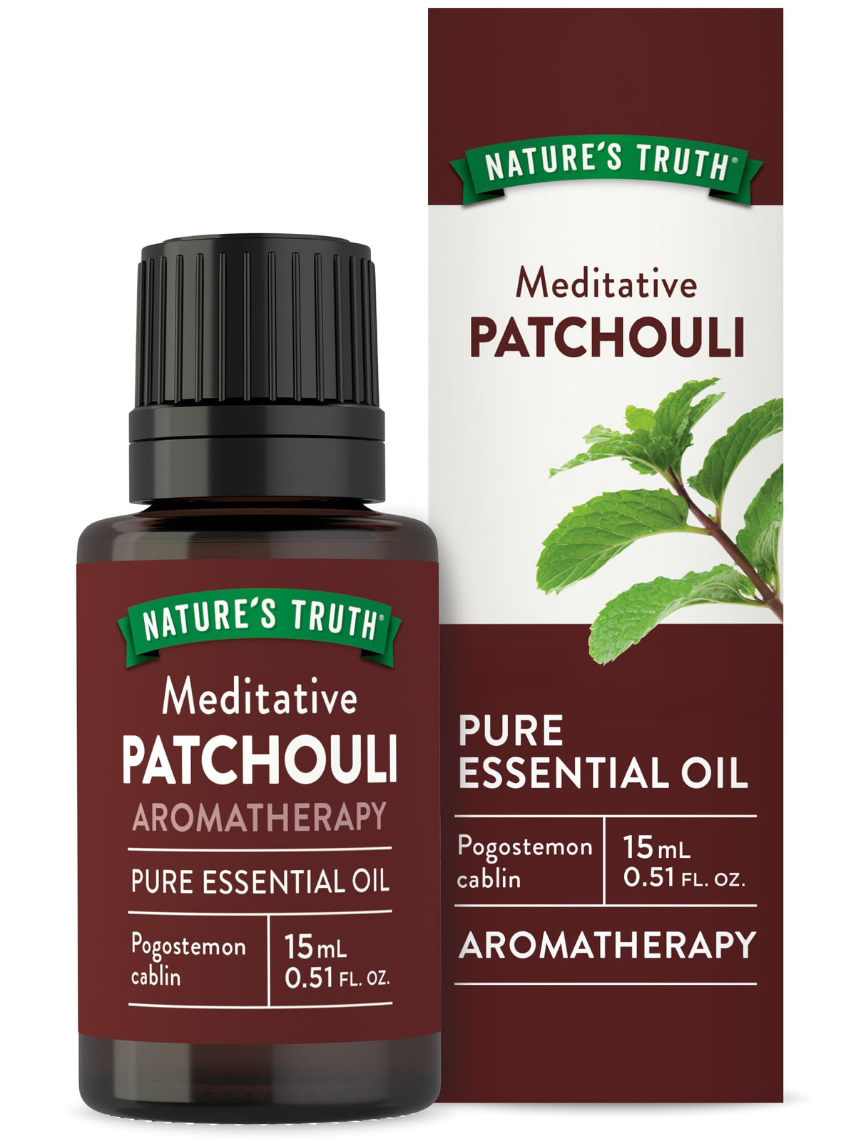 Nature's Truth Patchouli, botella de 15 ml para aromaterapia.