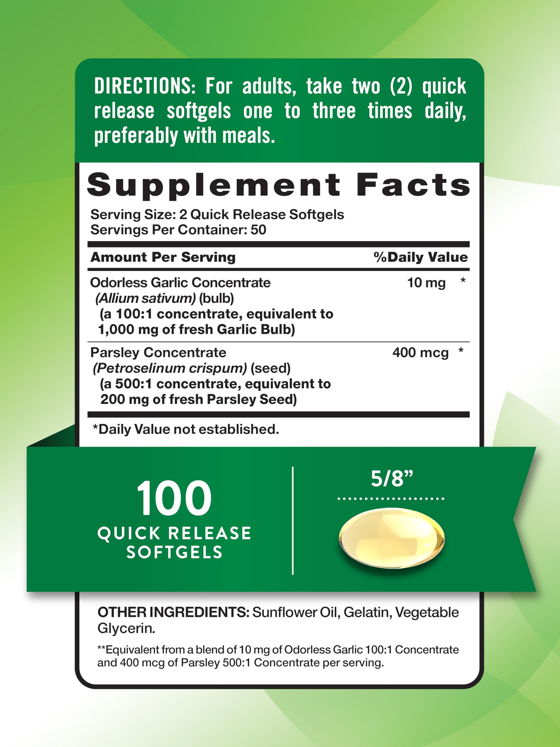 Nature's Truth perejil extracto: cápsulas de apoyo herbal para el día
