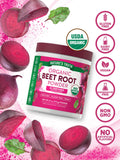 Nature’s Truth polvo de remolacha orgánico, etiqueta clara para compra confiable.