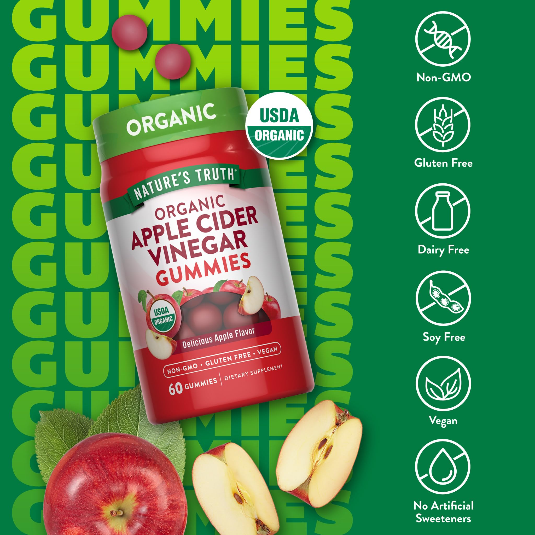 Polvo de vinagre sidra manzana orgánico de Nature's Truth, ingrediente clave.