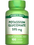 Nature's Truth Potasio Gluconato 595 mg en botella, soporte diario de electrolitos.