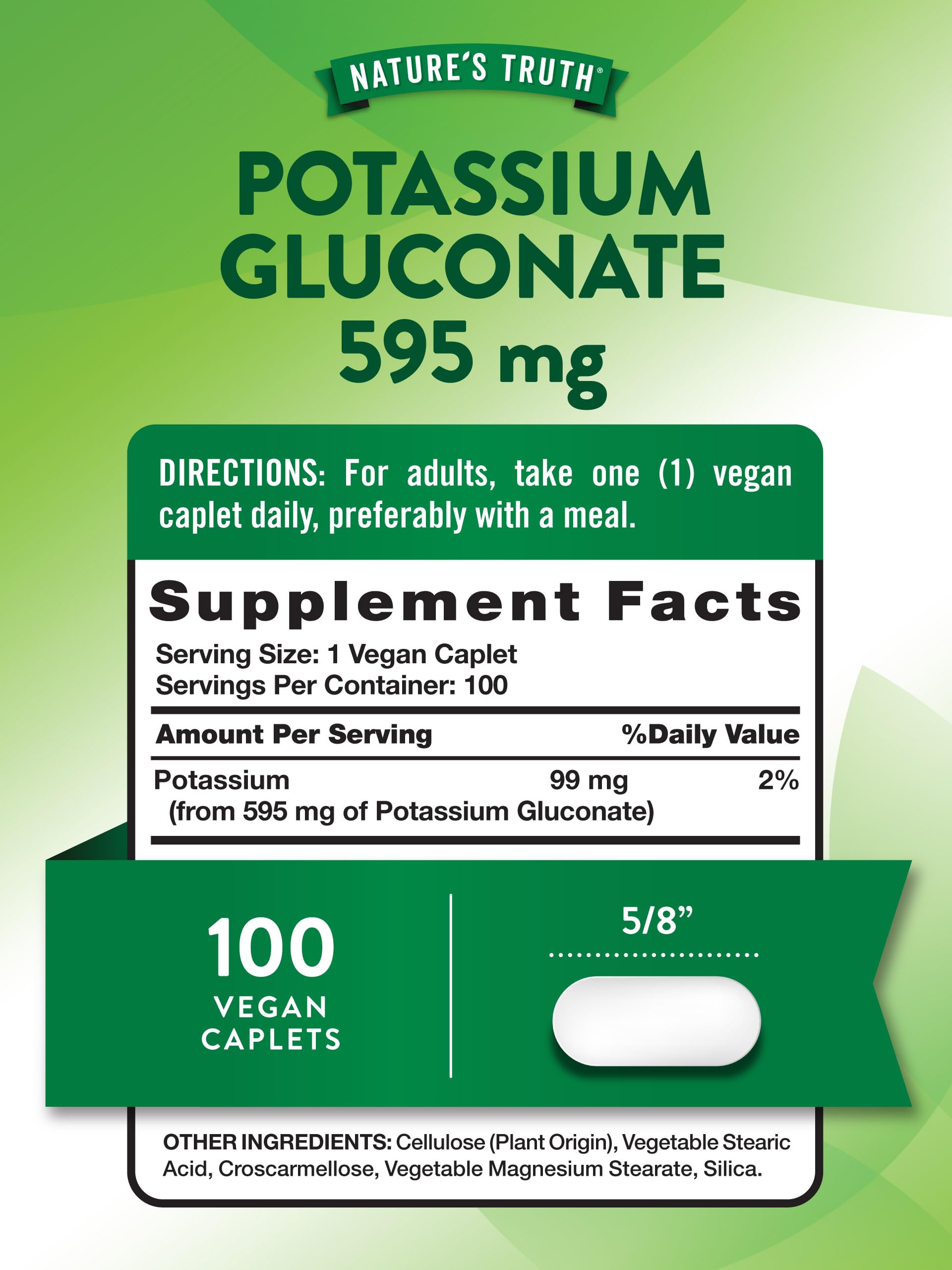 Nature's Truth Potasio Gluconato cápsulas veganas para estilos de vida conscientes.
