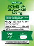 Nature's Truth Potasio Gluconato cápsulas veganas para estilos de vida conscientes.