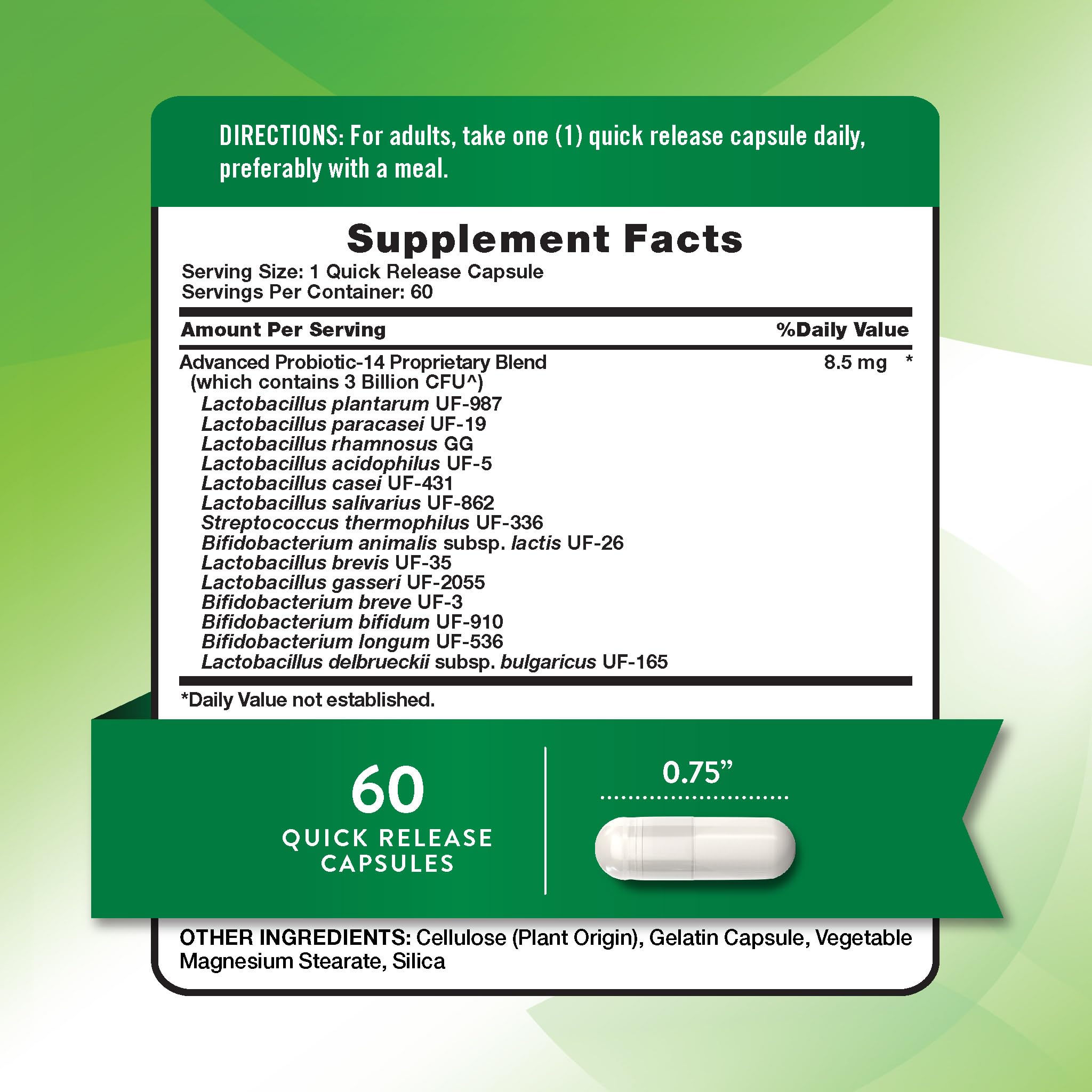 Etiqueta Nature's Truth: información de 14 cepas y UFC para elegir dosis
