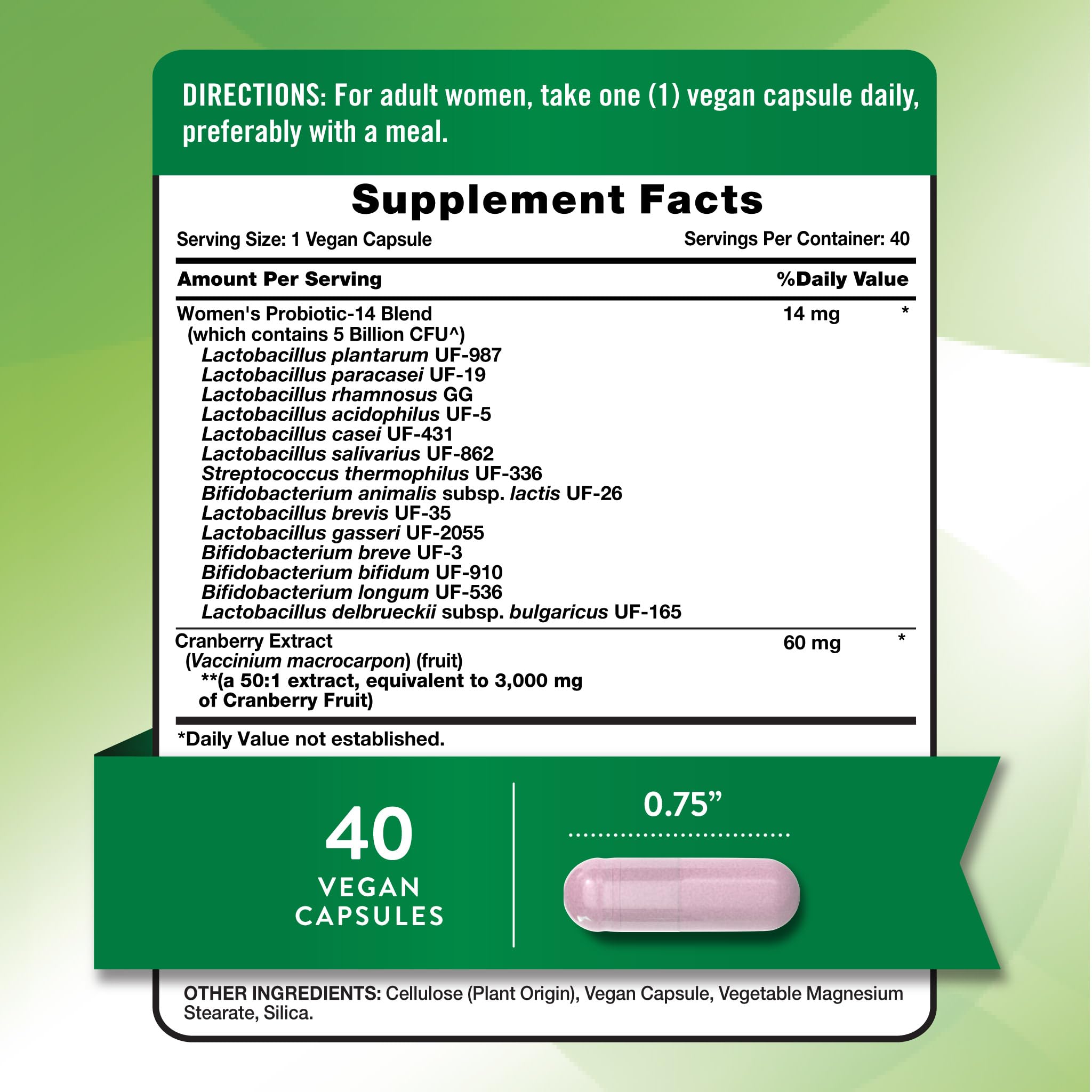 Nature's Truth Probiotics para Mujeres: cápsulas veganas sin gluten para la rutina diaria.