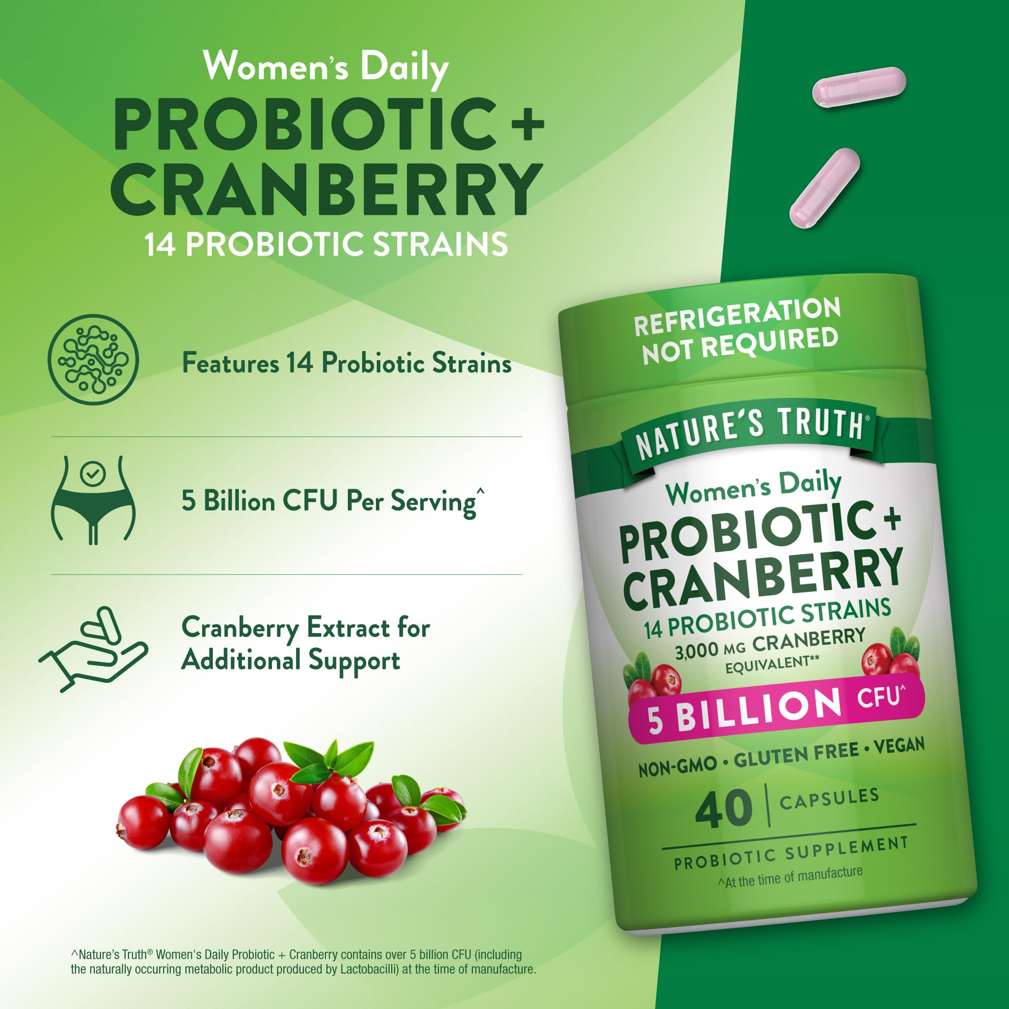 Nature's Truth Probiotics para Mujeres: fórmula sin OMG para un estilo de vida consciente.