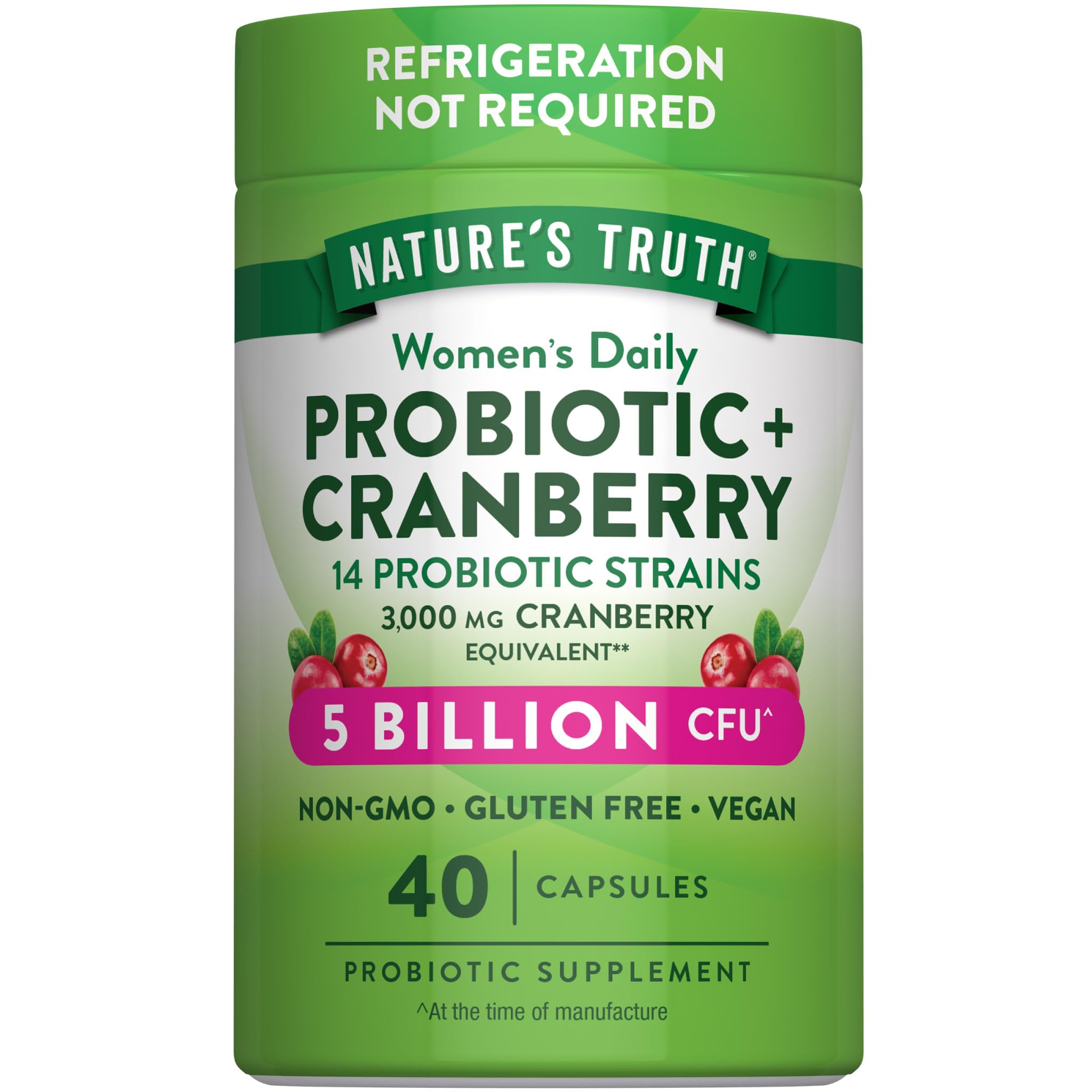 Nature's Truth Probiotics para Mujeres: frasco con cápsulas veganas para uso diario.