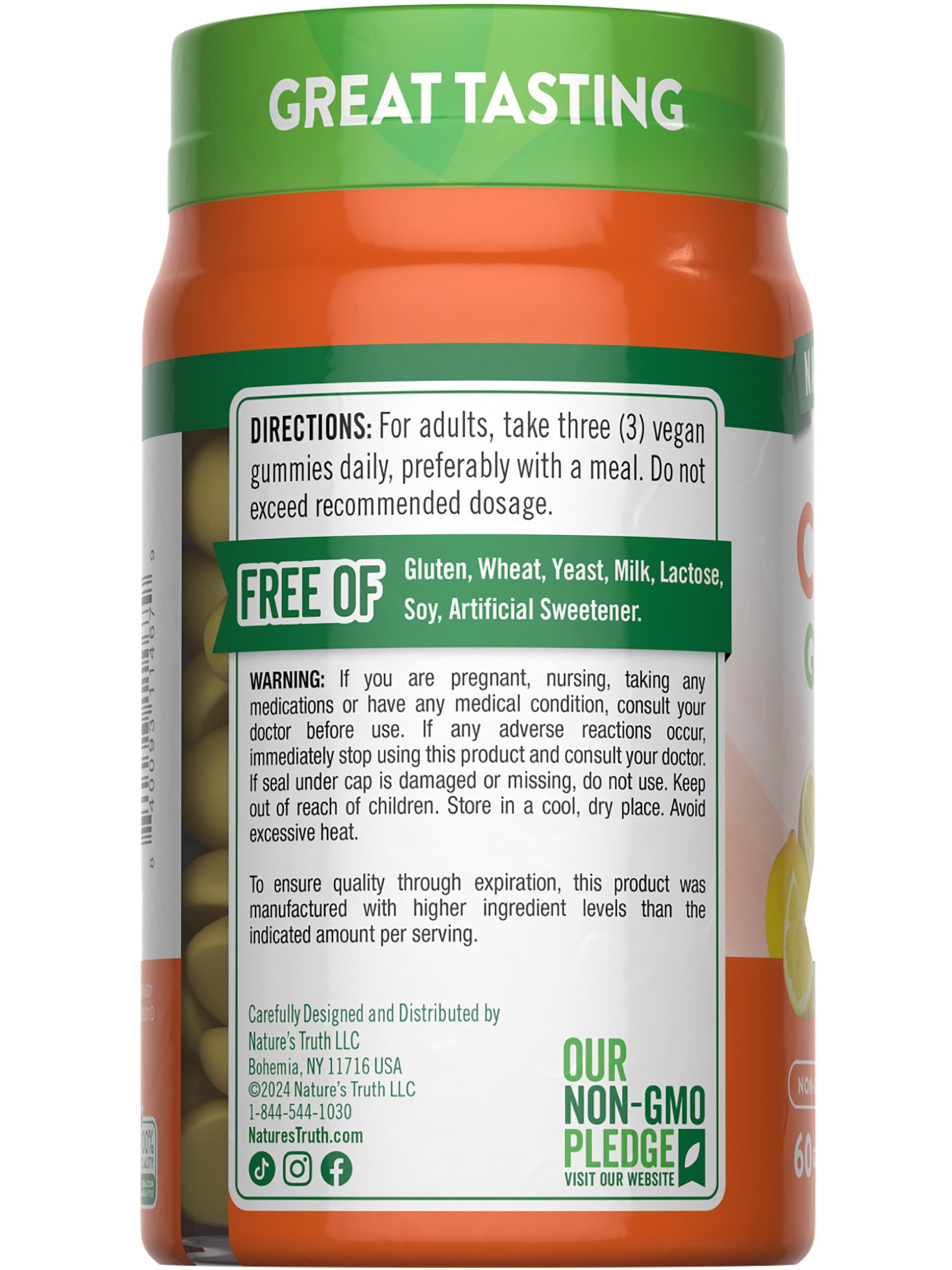 Nature's Truth, fórmula vegetal y transparente, calidad confiable